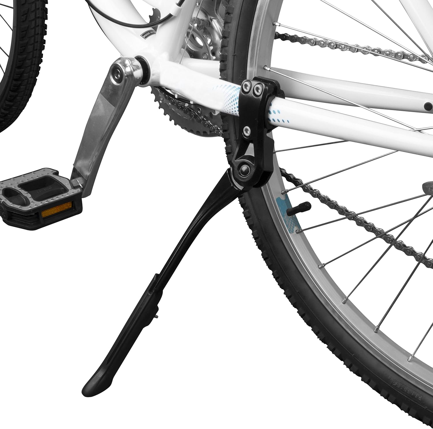 BV Rear Bike Stand for 24"-28" Bikes - Adjustable Bike Kickstand for Adult Bike with 8 Height Levels, Non-Slip Foot & Clamp Grip (Black, Capacity 55 lbs, Single Mount)