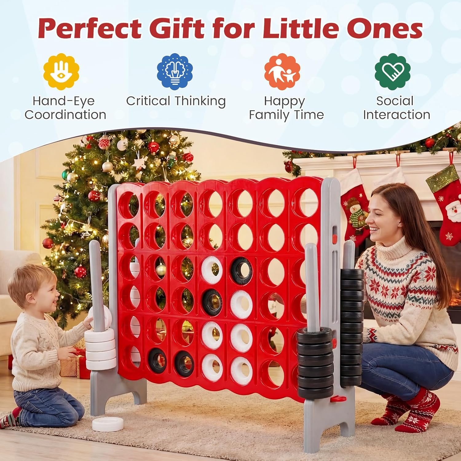 Costzon Giant 4-in-A-Row, Jumbo 4-to-Score Giant Game Set for Kids & Adults, Indoor Outdoor Yard Connect Game