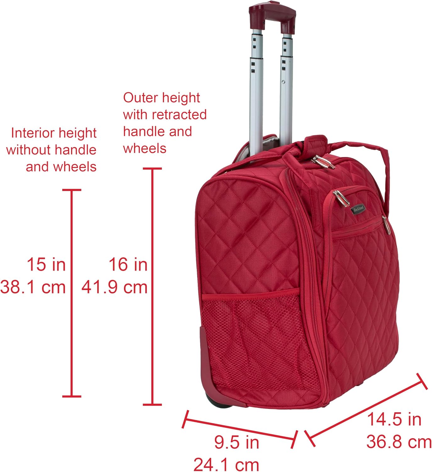 Rockland Melrose Upright Wheeled Underseater Carry-On Luggage, Red