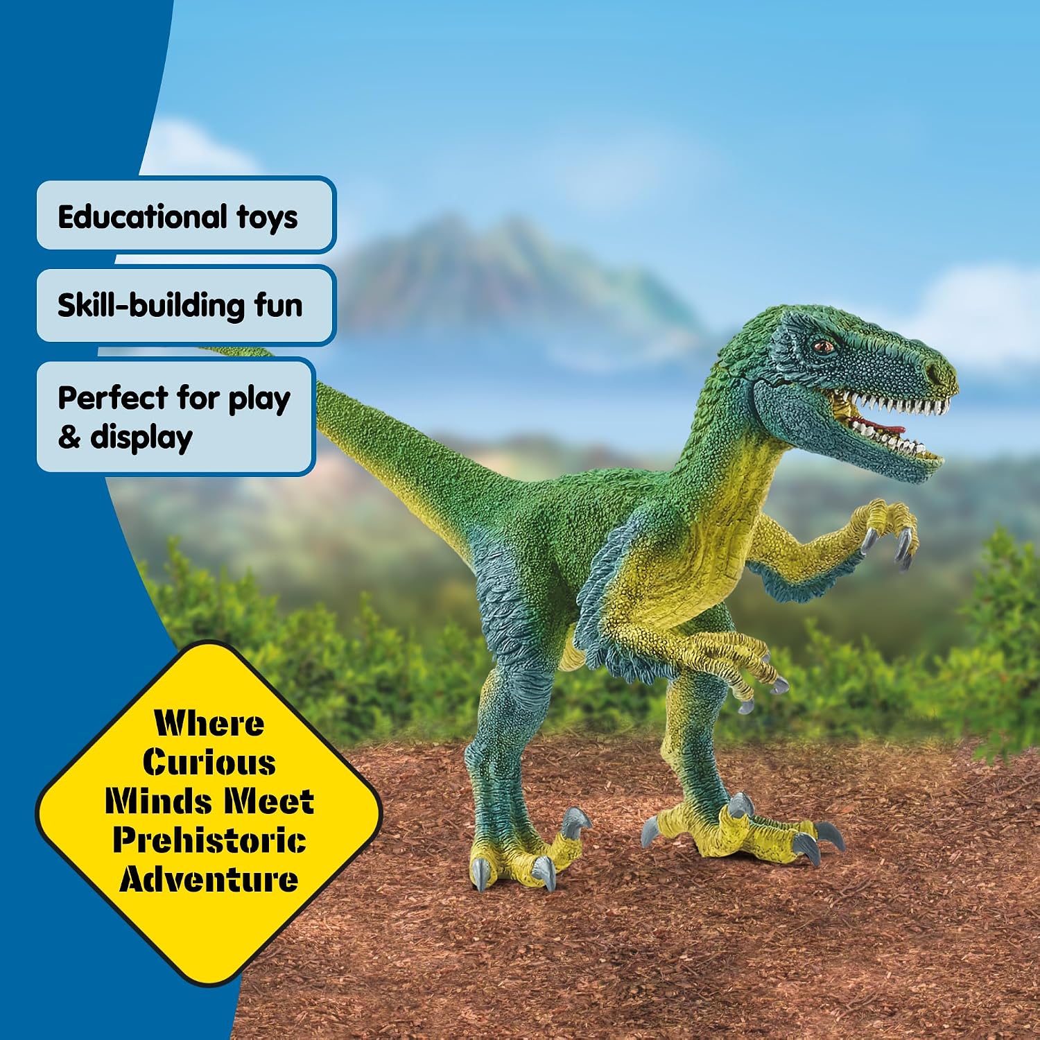 schleich Dinosaurs - Velociraptor Figurine with Movable Jaw and Arms - Realistic Raptor Dino Toy with Feathered Body and Claws - Durable Dinosaur
