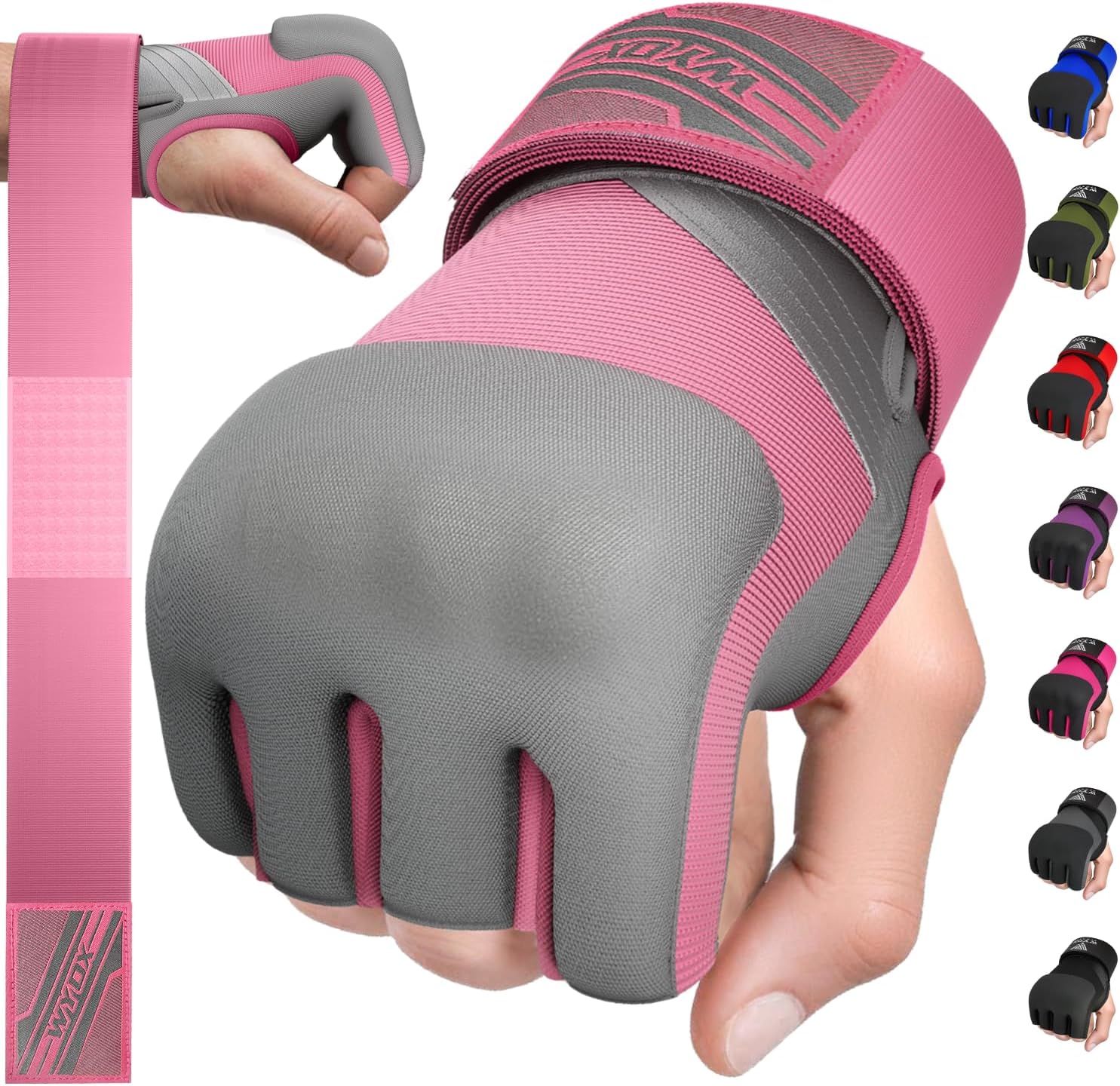 WYOX Neoprene Gel Boxing Hand Wraps Inner Gloves for Men & Women – 80cm/31in Quick Wrist Strap, Padded Knuckle Protection