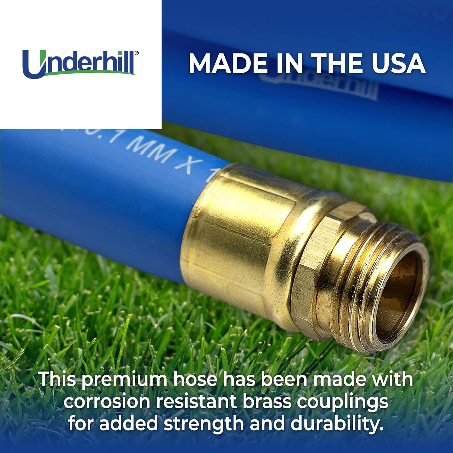 UltraMax Commercial Garden Water Hose 50 ft, Lightweight, Flexible, Anti-Kink, All Weather, 1200 psi, H75-050B, 3/4 Inch x 50 ft, Blue