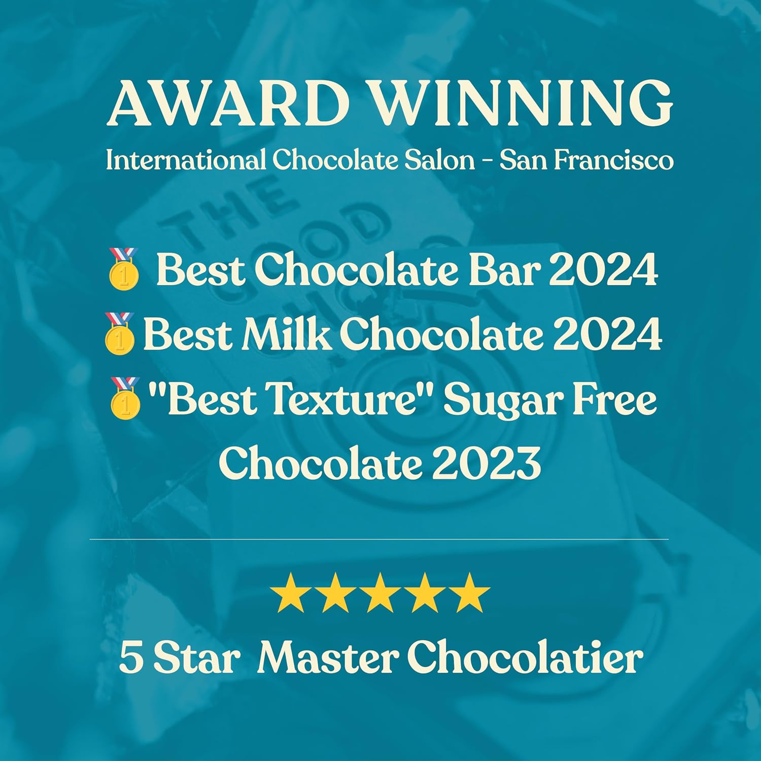 THE GOOD CHOCOLATE – Dark Chocolate Bars with Zero Sugar & Lower Net Carbs – Keto Chocolate Bar with Lower Calories, All Natural and Non-GMO Keto Snacks, 2.5 oz (6 Bars Value Pack)
