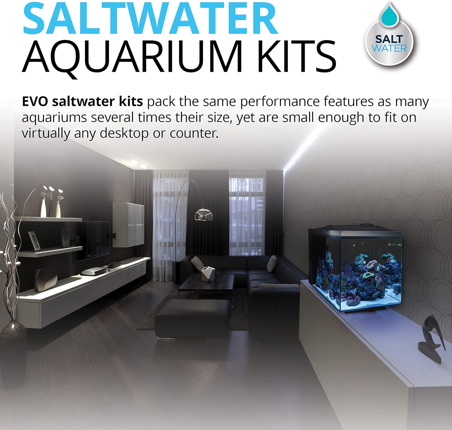 Fluval Evo XII Saltwater Aquarium Kit, 13.5 Gal. | Saltwater Fish Tank with Reef-Capable LED