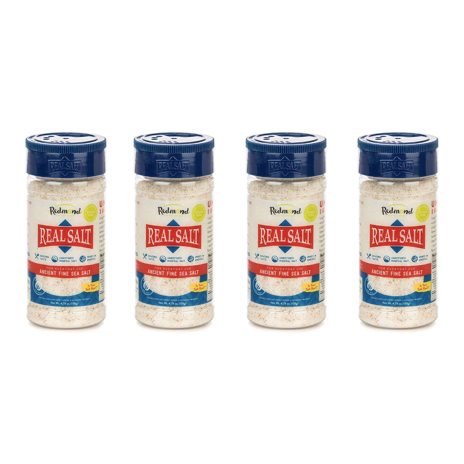 Redmond Real Sea Salt - Natural Unrefined Gluten Free Fine, 10 Ounce Shaker (2 Pack)