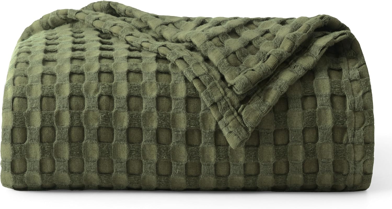 Bedsure Cooling Waffle Blanket for Hot Sleepers, Ivory, Queen, 90"x90"