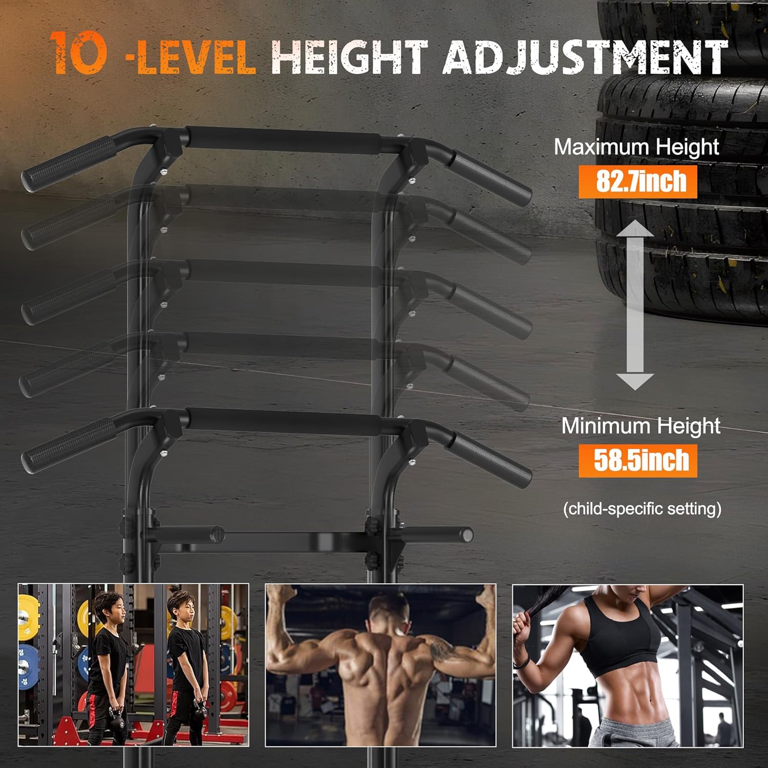 SogesHome Multi-Function Power Tower Pull Up Bar Dip Station for Home Gym