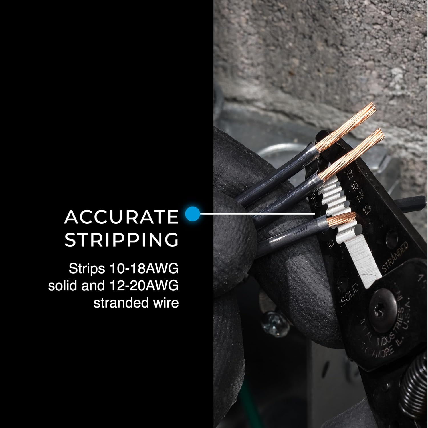 IDEAL Electrical Reflex Super T-Stripper Wire Strippers, 8–16 AWG Solid, 10–18 AWG Stranded, Ergonomic Wire Cutter and Stripping Tool with Textured Sleeves, Locking Handle