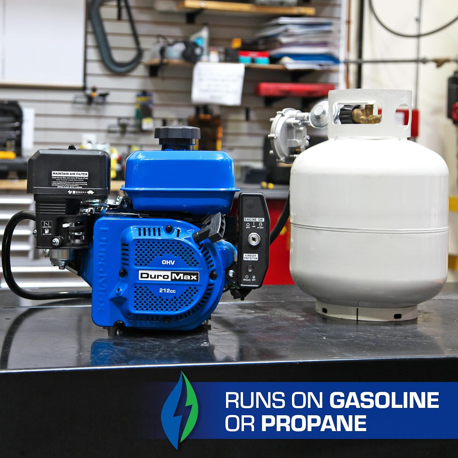 DuroMax XP7HPE 208cc Electric Start Gas Powered, 50 State Approved, Multi-Use Engine Blue
