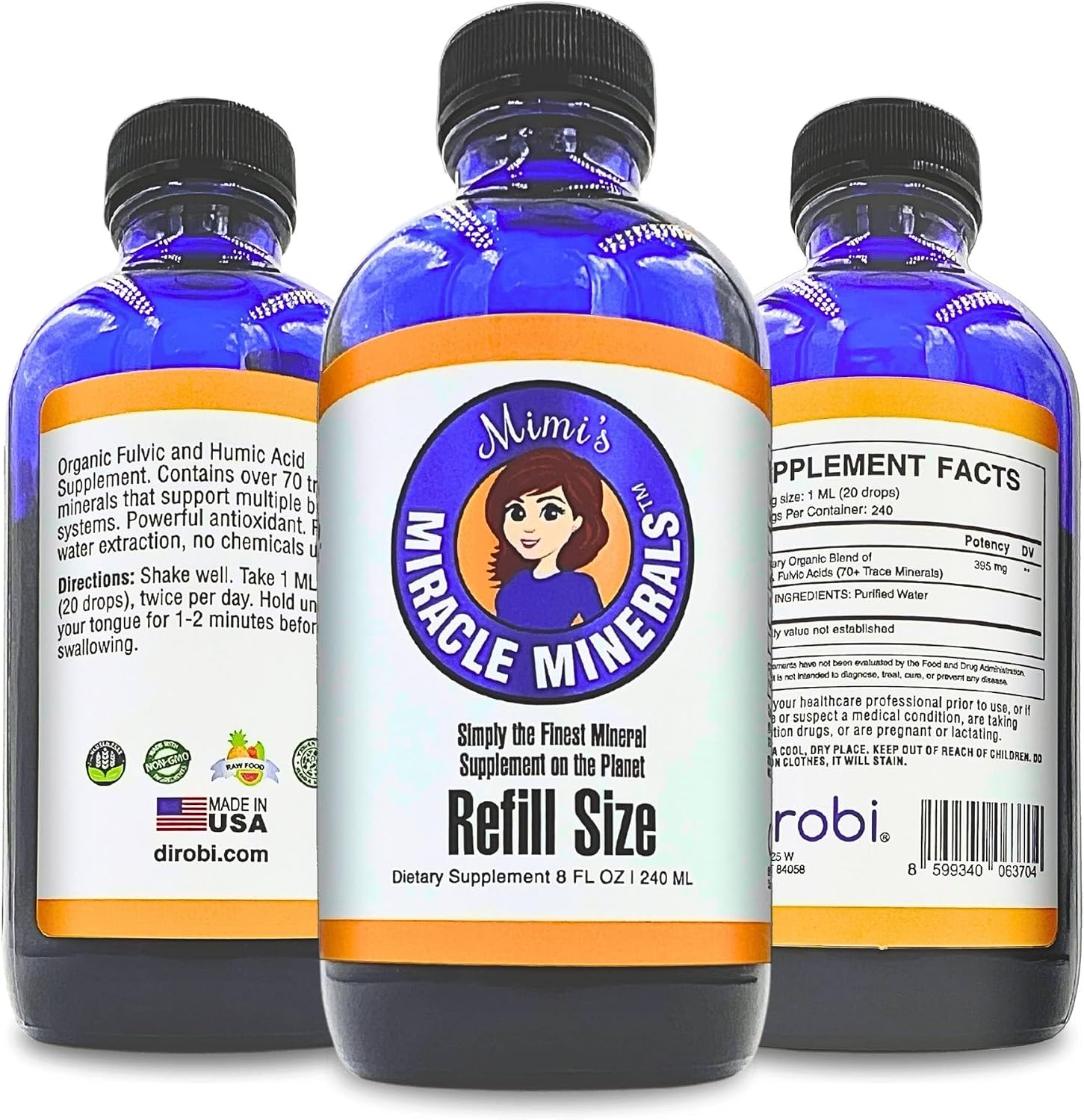 Mimi's Miracle Minerals – Fulvic & Humic Acid Supplement with 72+ Ionic Trace Minerals, Energy, Hair & Nail Growth Support, Organic Plant-Derived Liquid Drops, 4 oz