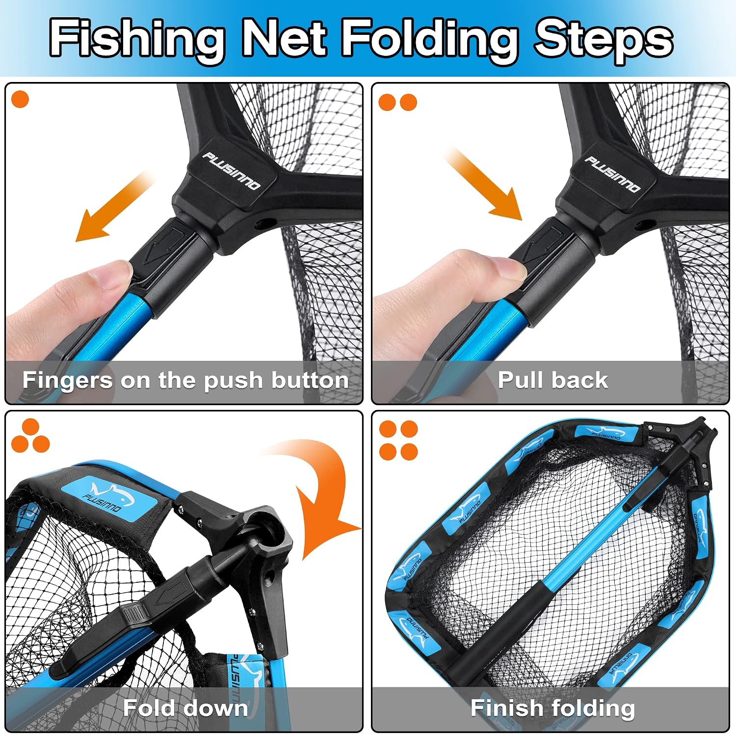 PLUSINNO Floating Fishing Net for Steelhead, Salmon, Fly, Kayak, Catfish, Bass, Trout Fishing