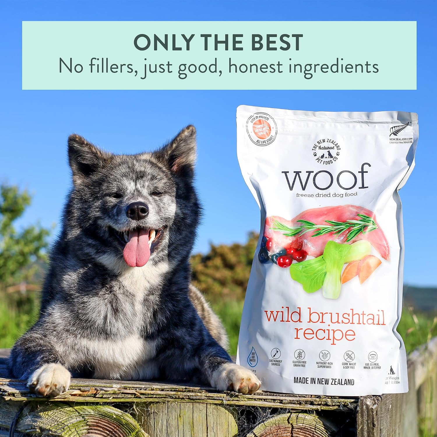 The New Zealand Natural Pet Food Co. Woof Freeze Dried Dog Food - Wild Venison, High Protein, Dog Food Topper & Dog Treats, All Life Stages, 1.76 oz