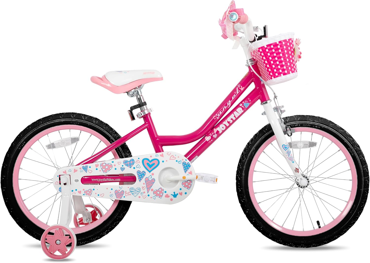 JOYSTAR Angel Girls Bike for Toddlers and Kids Ages 2-12 Years | 12-20 Inch Kids Bike with Training Wheels & Basket, 20 24“ Bicycle with Kickstand