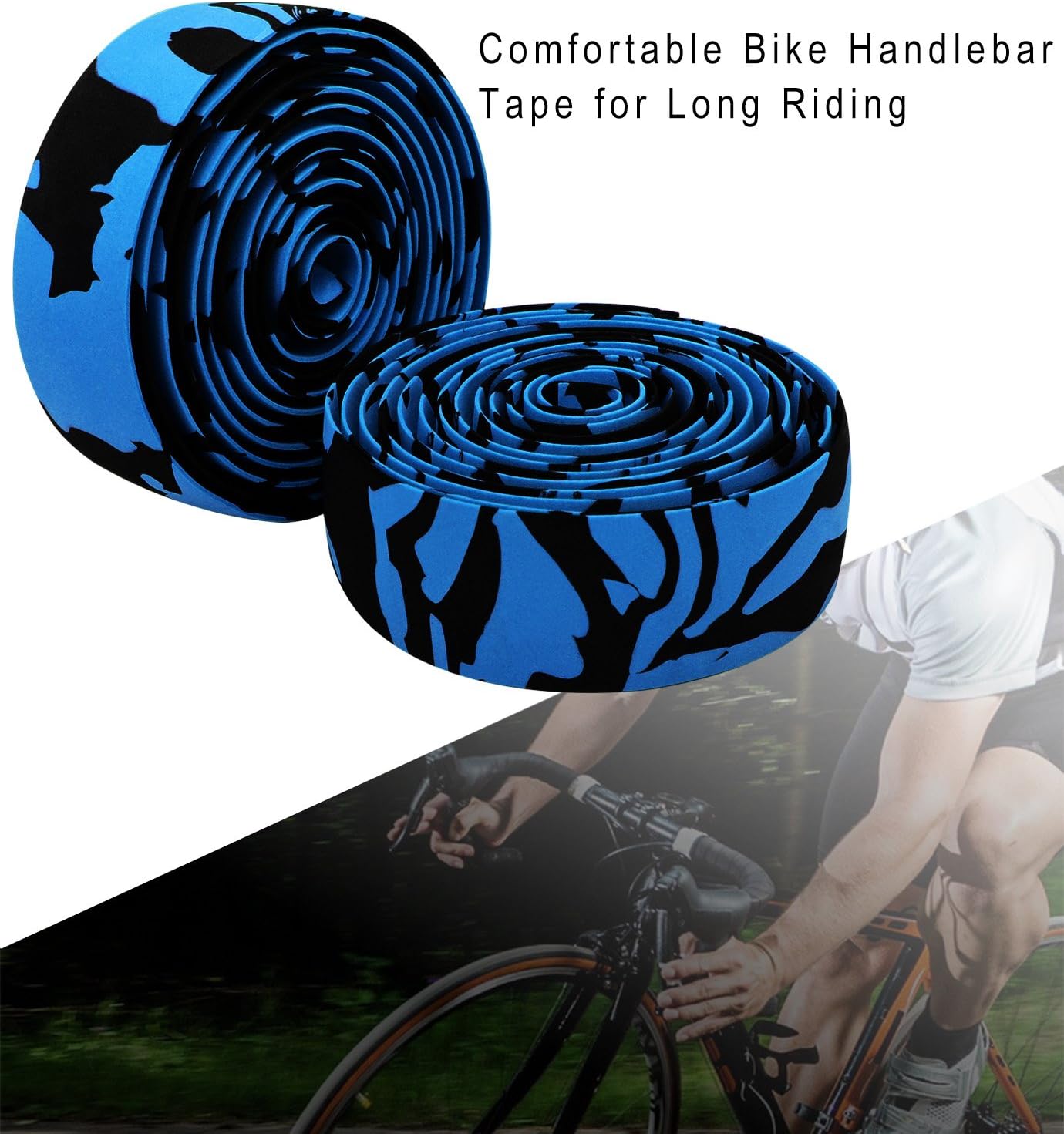 TOPCABIN Comfort Gel Road Bike EVA Handlebar Tape Bike Bar Tape Camouflage Series Tape with Reflective Bar Plugs