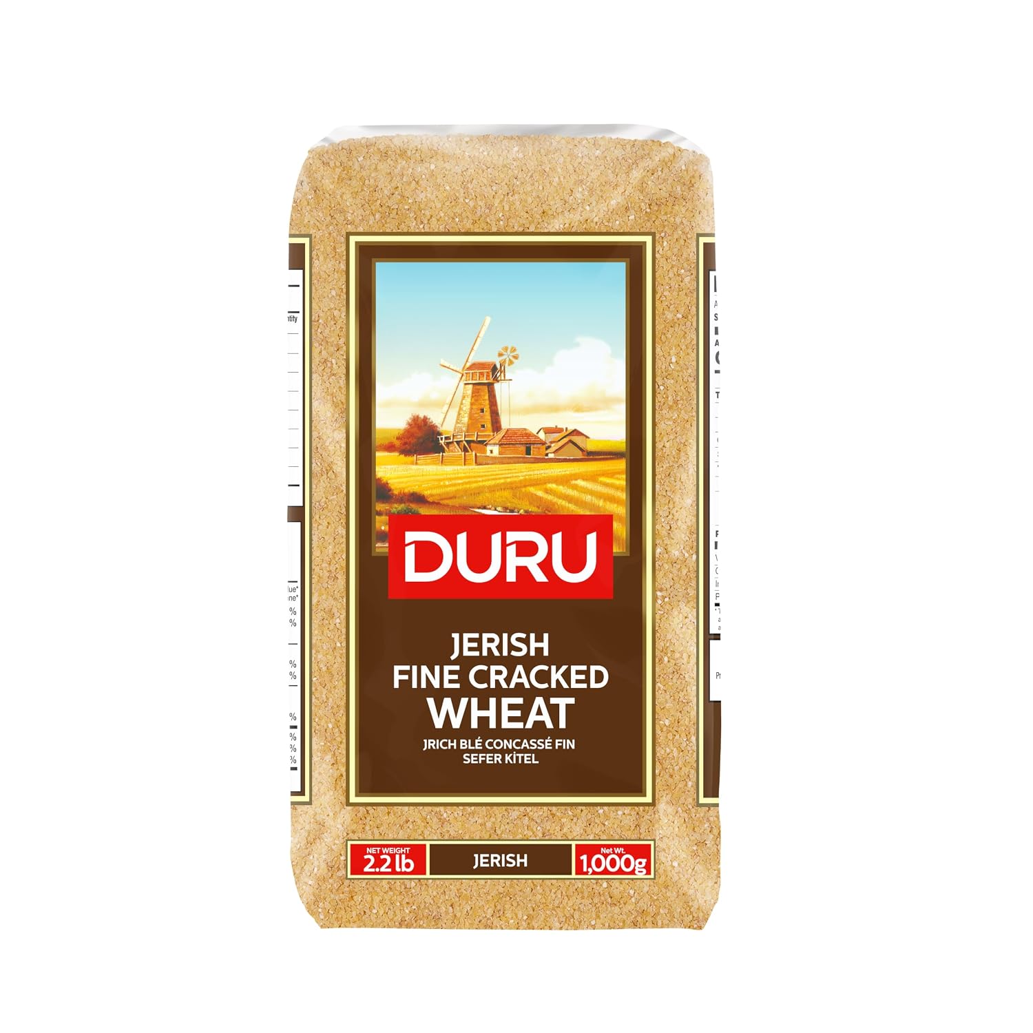 Duru Jerish (Fine Cracked Wheat), 35.2oz (1000g), Wheat Berries, 100% Natural and Certificated, High Fiber and Protein, Non-GMO, Great for Kibbeh