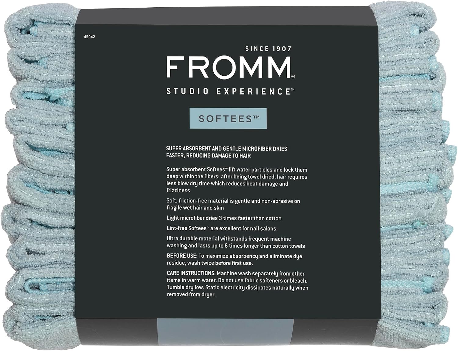 Fromm Softees Microfiber Hair Towels, Absorbent Salon Hair Towels for Hairstylists, Barbers, Spa & Gym, Fast-Drying, Ultra-Soft, Lint-Free, Multi-Purpose Towels, 16" x 29"- 10-Pack - Black