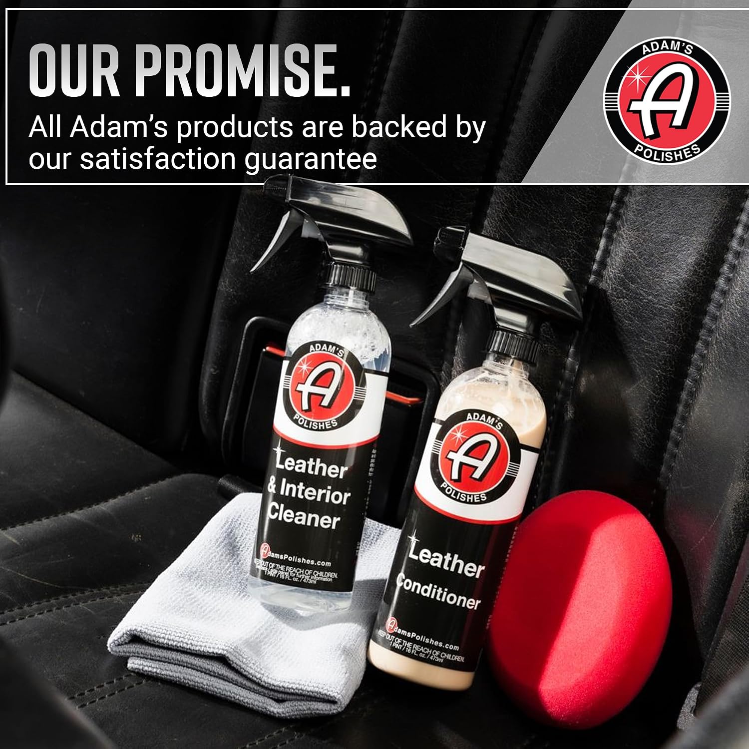 Adam's Polishes Leather Care Kit - Leather Cleaner & Conditioner Car Cleaning Supplies | UV Protection for Interior Accessories Steering Wheel Seat