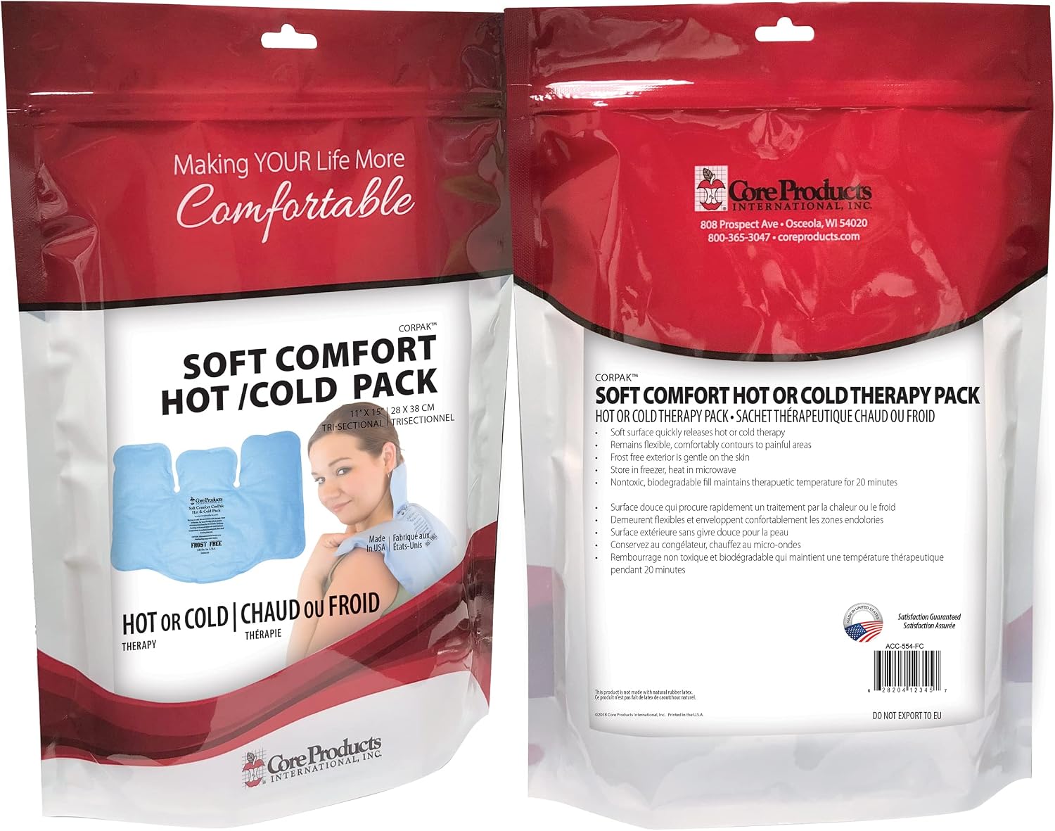 Reusable Hot & Cold Therapy Pack for Knee Back & Shoulder Pain-Trisectional | Flexible reusable therapy pack delivers soothing hot or cold therapy to help relieve pain, swelling, and muscle soreness.