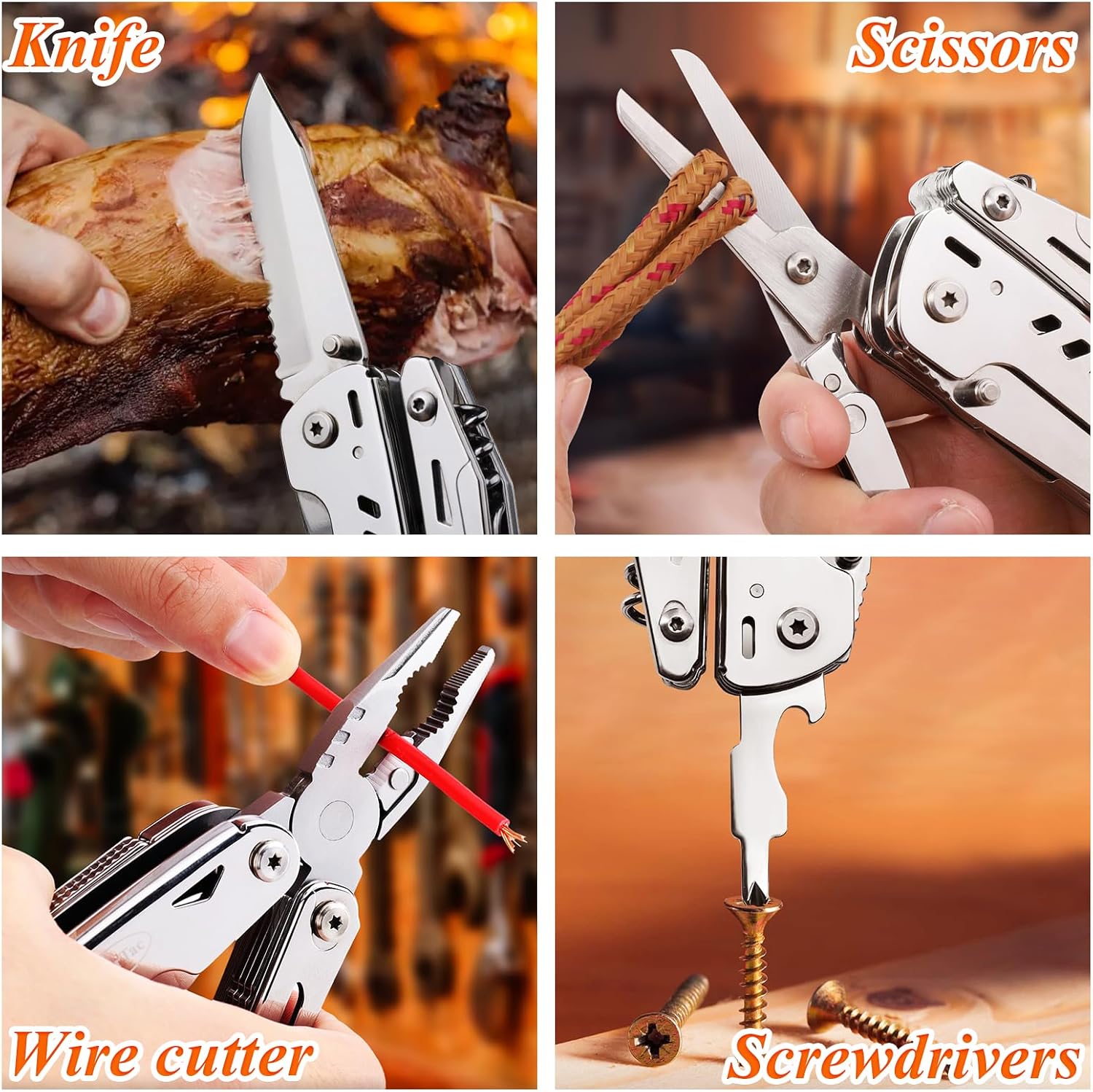RoverTac 18-in-1 Multitool Pocket Knife with Pliers, Saw, Corkscrew & Detachable Scissors, Multi Tool with Safety Lock, 9 Screwdriver Bits