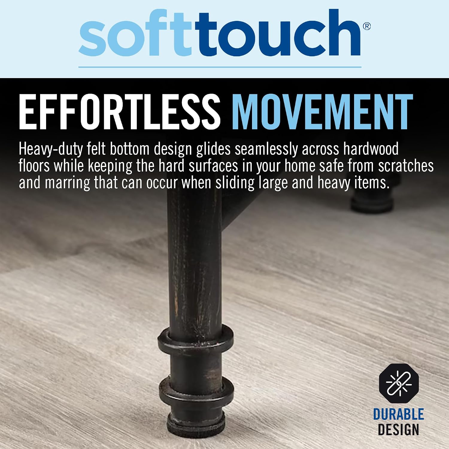 softtouch 1 1/2" Round Heavy Duty Felt Furniture Pads for Hardwood, Brown (24 Pack)