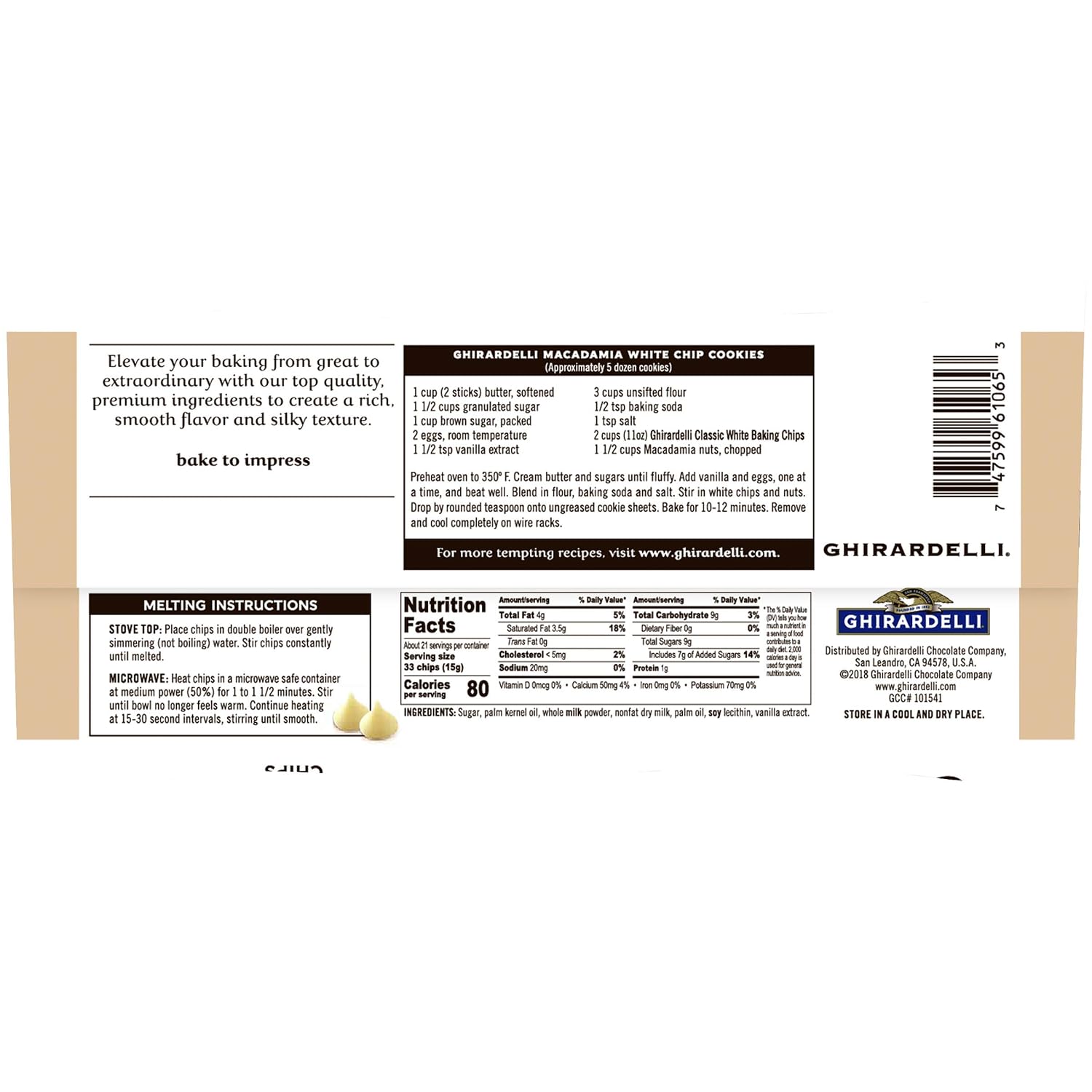 Ghirardelli Classic White Chocolate Chip, 11 oz, 2 pk