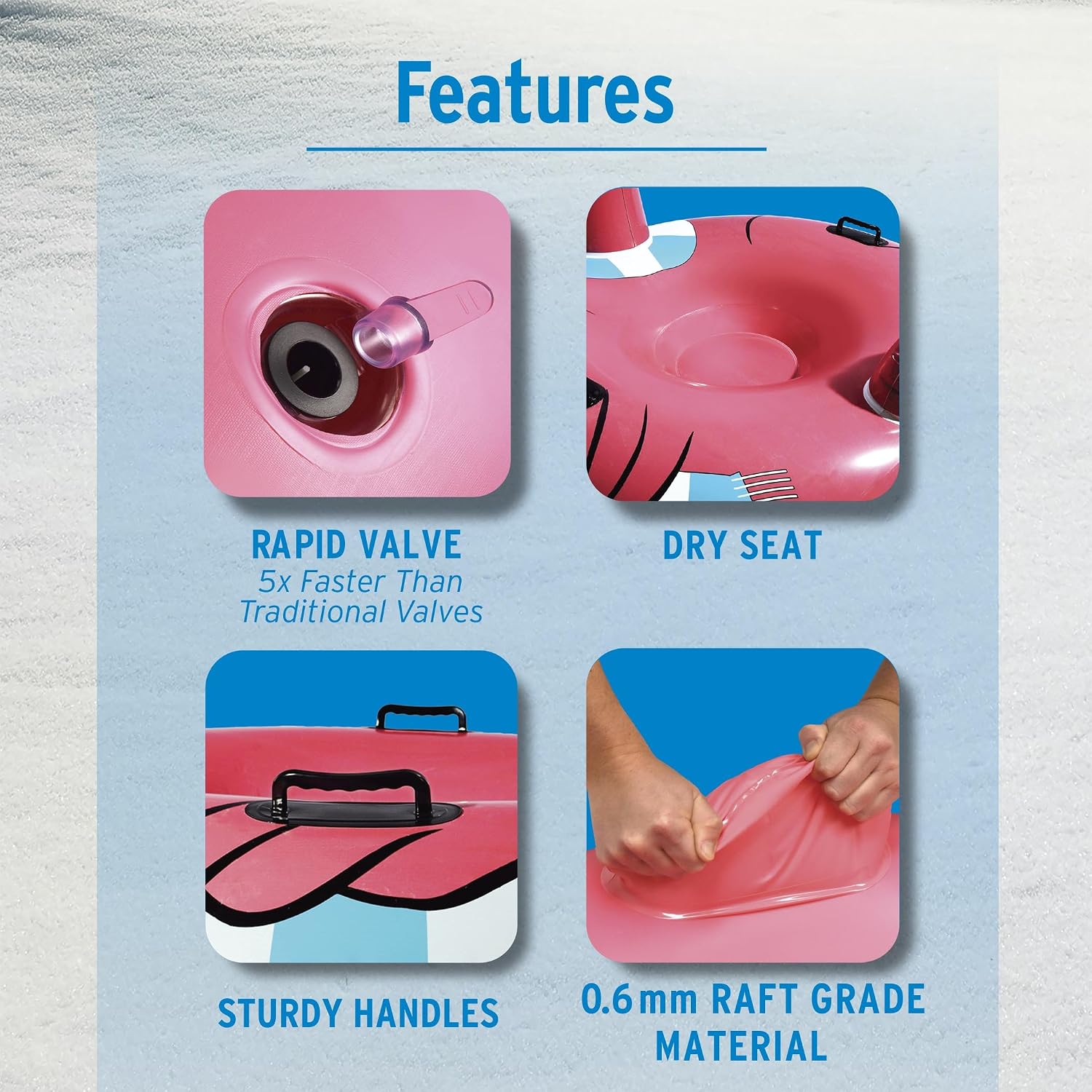GoFloats Winter Snow Tubes - Choose from Unicorn, Disney's Frozen, Ice Dragon, Polar Bear, Penguin, Flamingo - Inflatable Sled for Kids and Adults