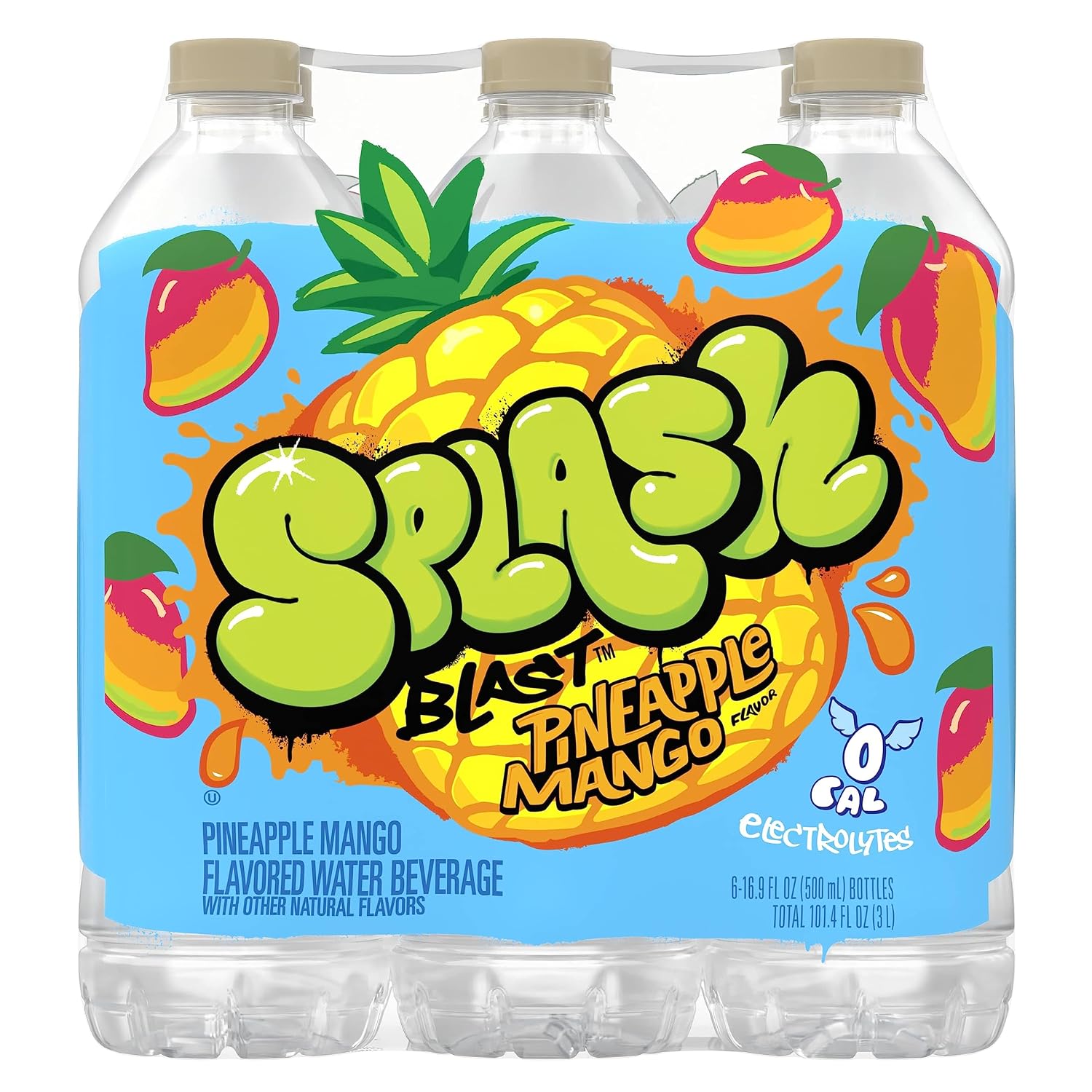 SPLASH REFRESHER Flavored Water Bottles, Lemon - 6 Pack | Refreshing Flavored Bottled Water with Electrolytes - Zero Sugar & Zero Calories - 16.9 Fl Oz
