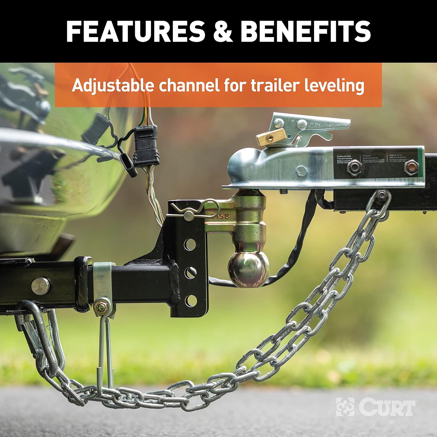 Slim Adjustable Channel Mount with Dual Ball (2" Shank, 10K, 3-3/4" Drop)