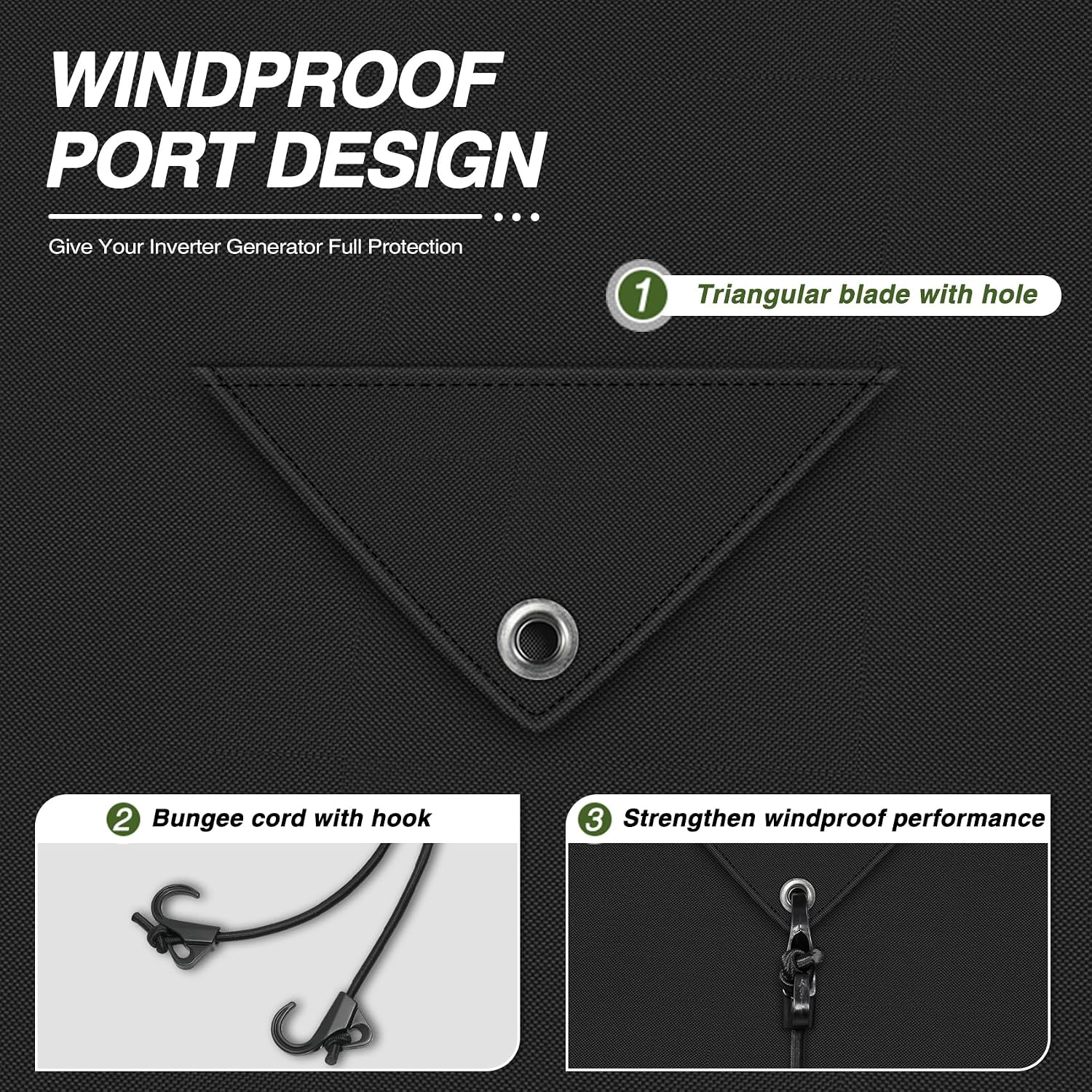 Porch Shield Waterproof Universal Generator Cover 32 x 24 x 24 inch - for Most Generators 5000-10000 Watt, Black