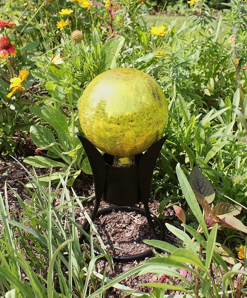 Achla Designs G10-FG-C Gazing, Fern Green 10 inch Glass Garden Globe Ball Sphere, 10