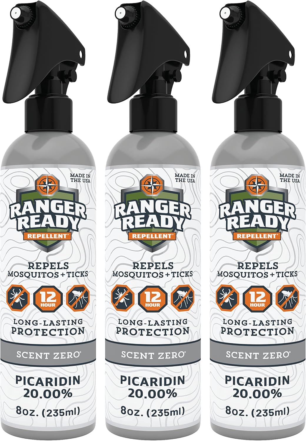 Ranger Ready Repellents Picaridin Insect Repellent Spray with Scent Zero - Mosquito Repellent and Tick Spray (8 oz., Pack of 1)