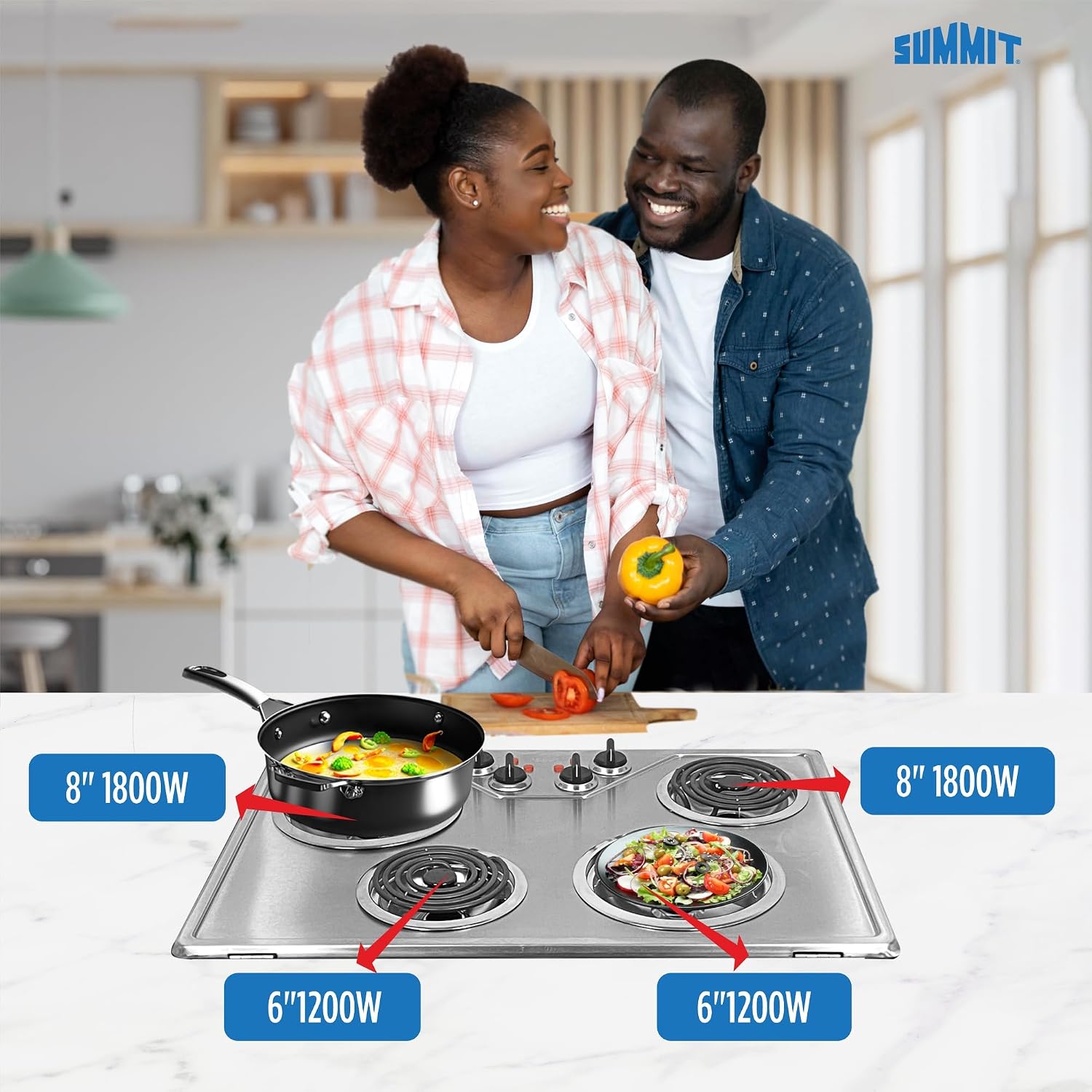 Summit 30" 4 Burner Electric Cooktop Stainless Steel - CR430SS