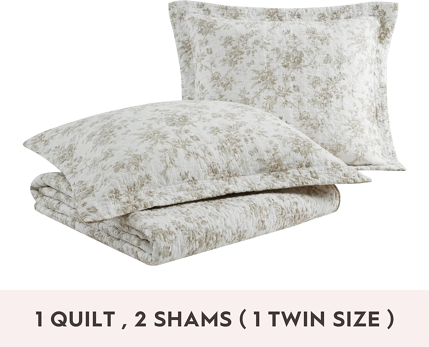 Laura Ashley - Queen Quilt Set, Soft Cotton Bedding with Matching Shams, Reversible Floral Toile Design, Floral Room Decor
