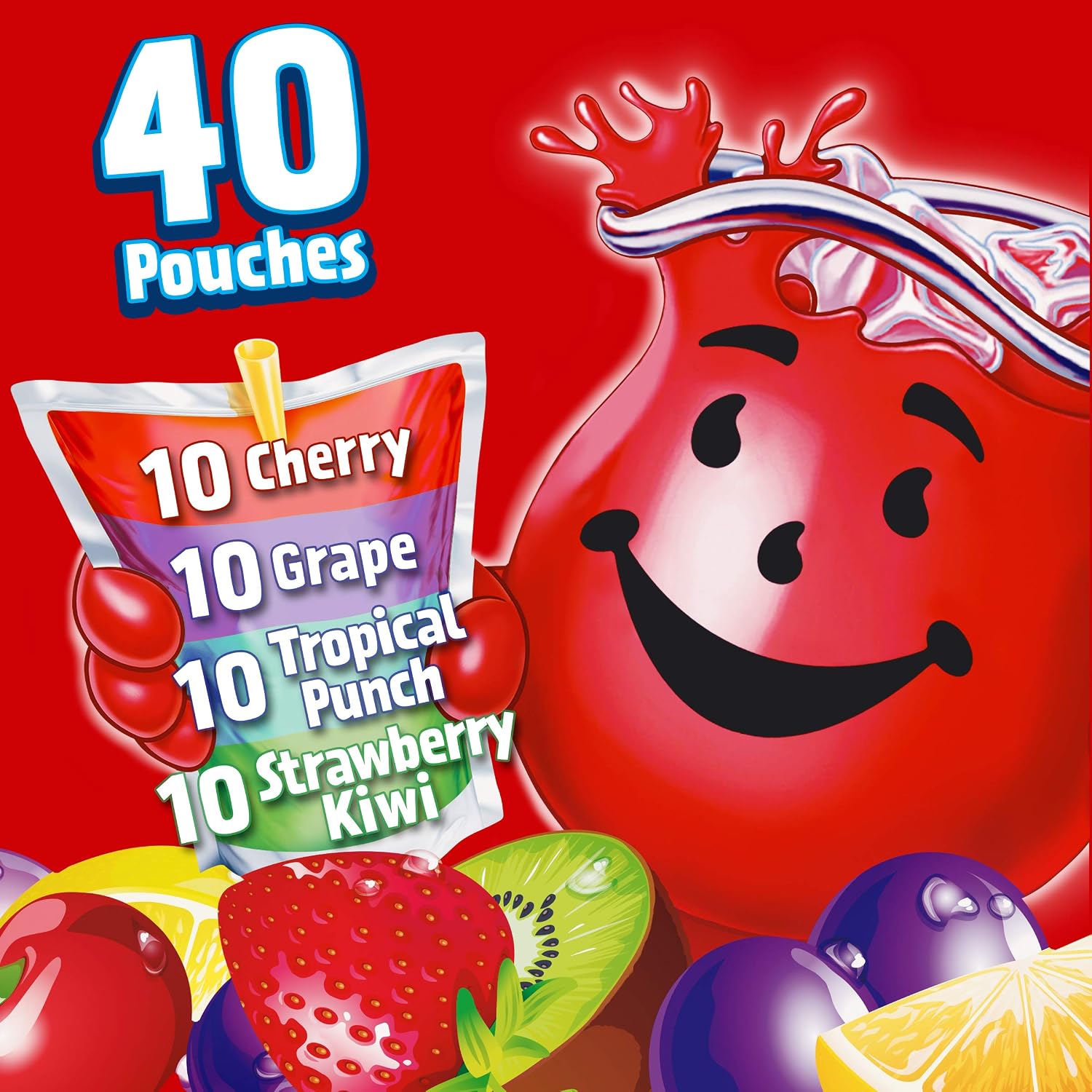 Kool-Aid Juice Drink, 40 ct Pack, Grape Flavored, 4 Boxes of 10 Pouches