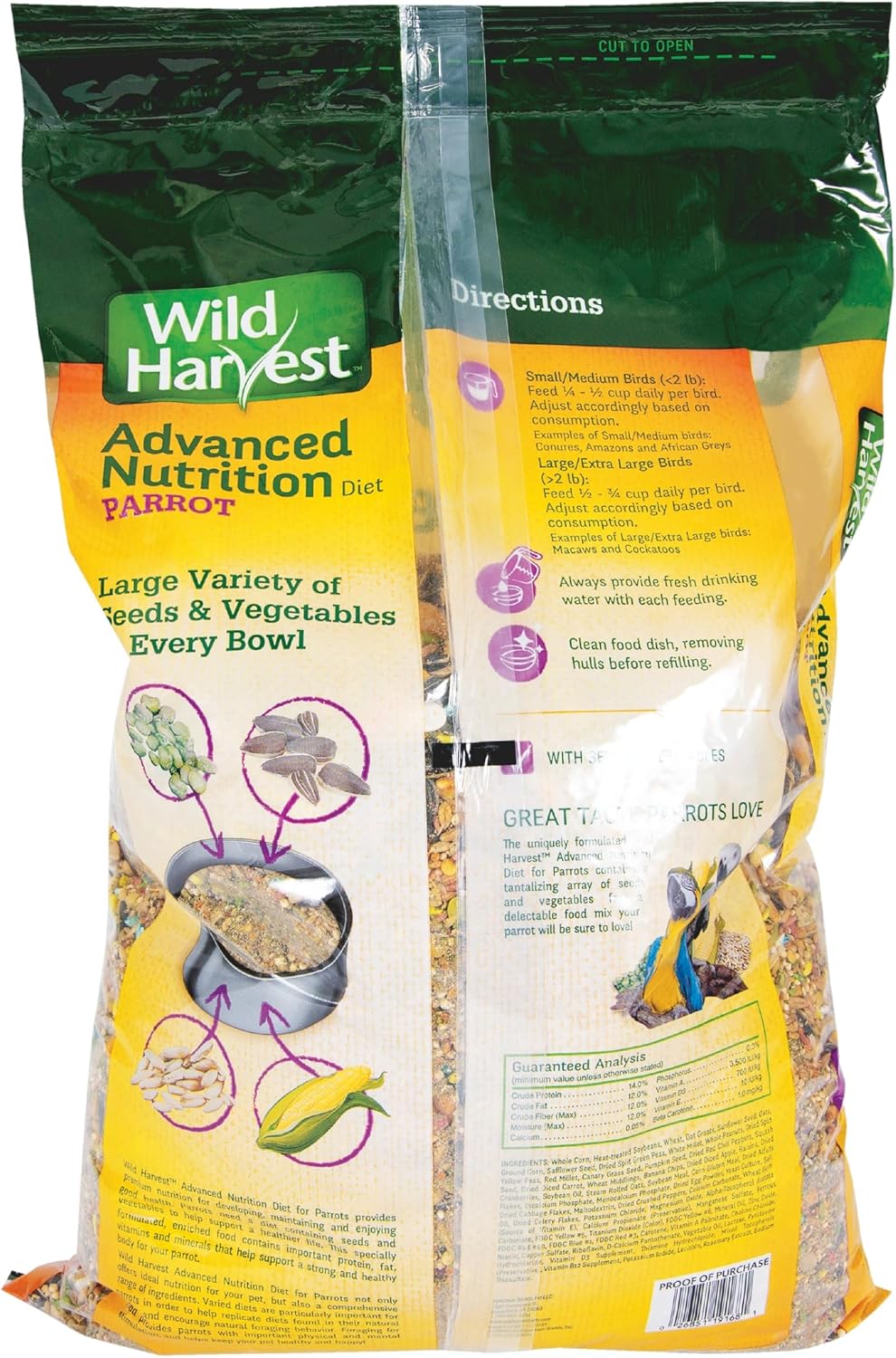Wild Harvest Advanced Nutrition Parrot 8 Pounds, Seed, Grain And Vegetable Mix