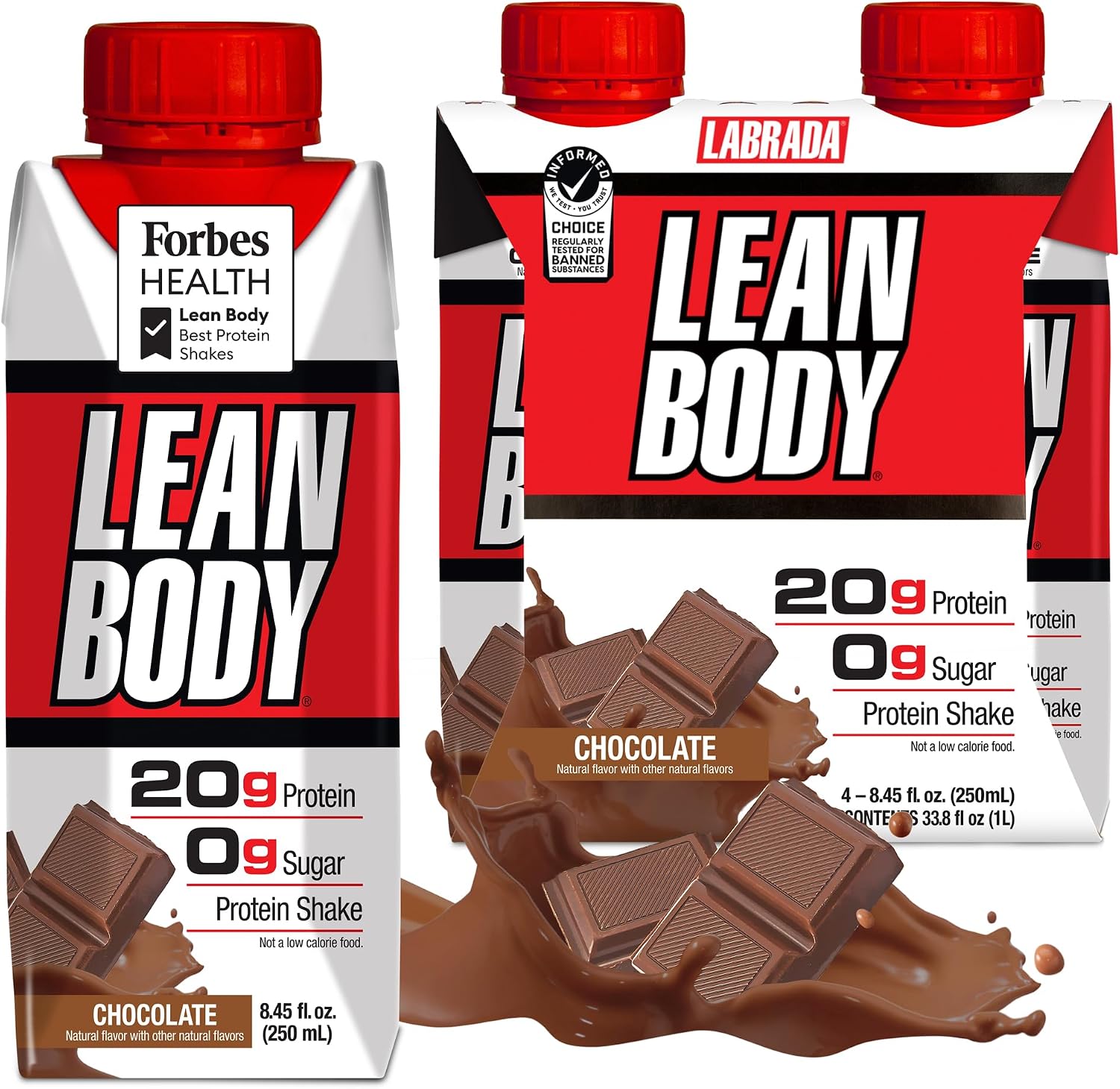 Labrada Lean Body Ready-to-Drink Chocolate Protein Shake, 40g Protein, Whey Blend, 0 Sugar, Gluten Free, 22 Vitamins & Minerals, LABRADA, 17 Fl Oz (Pack of 12)