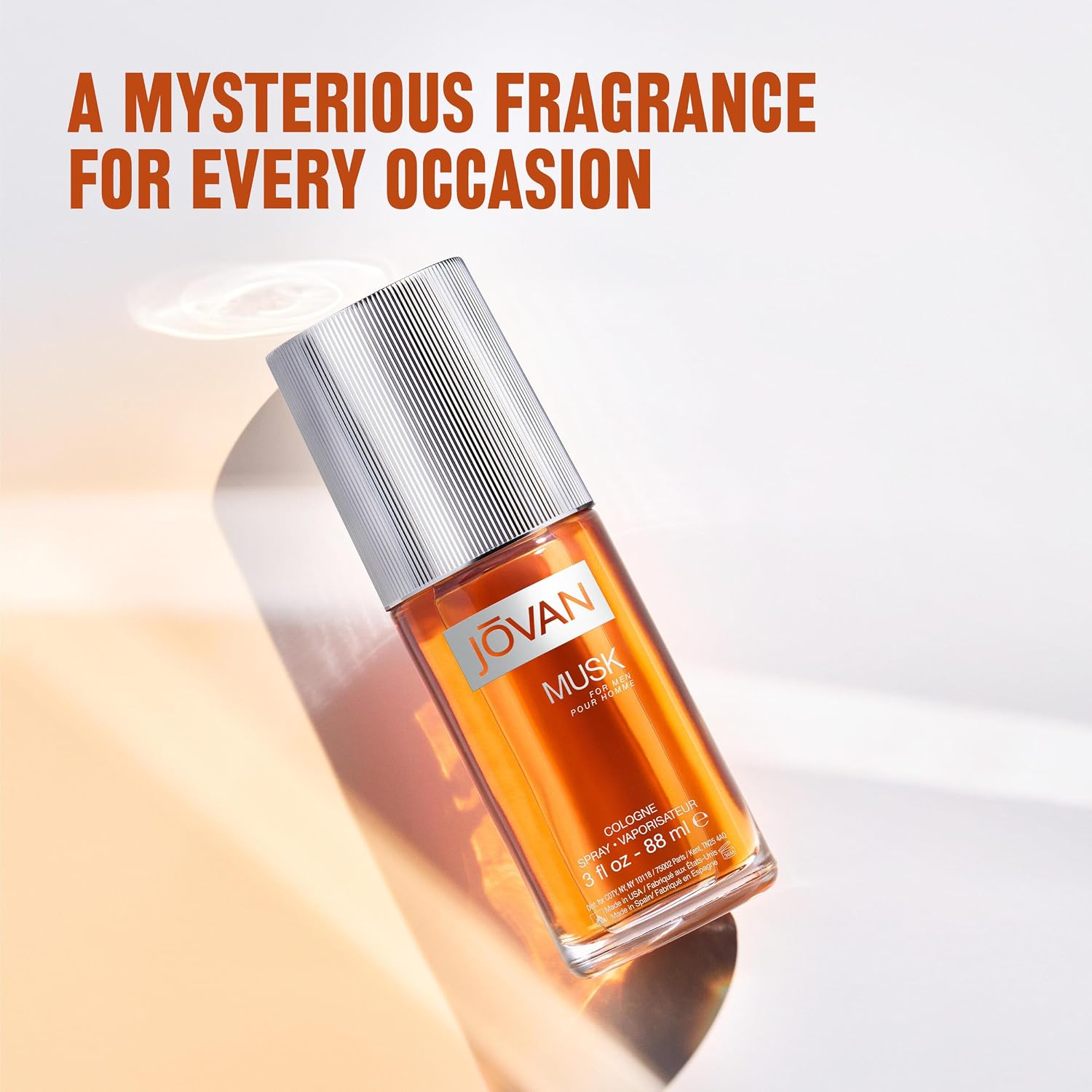 Jovan Musk for Men Eau de Cologne Spray 3 fl oz (Pack of 1), Notes of Carnation, Lavender, and Amber, Men's Fragrance, Long Lasting, Everyday Fragrance, Travel Size