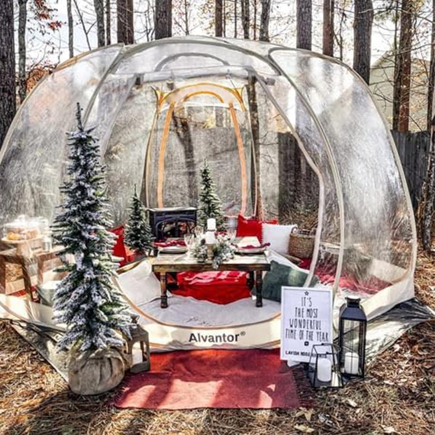 Alvantor® Pop Up Bubble Tent® - 6’ x 6’ Instant Igloo Tent® - 2-3 Person Screen House for Patios - Large Oversize Weather Proof Pod - Cold