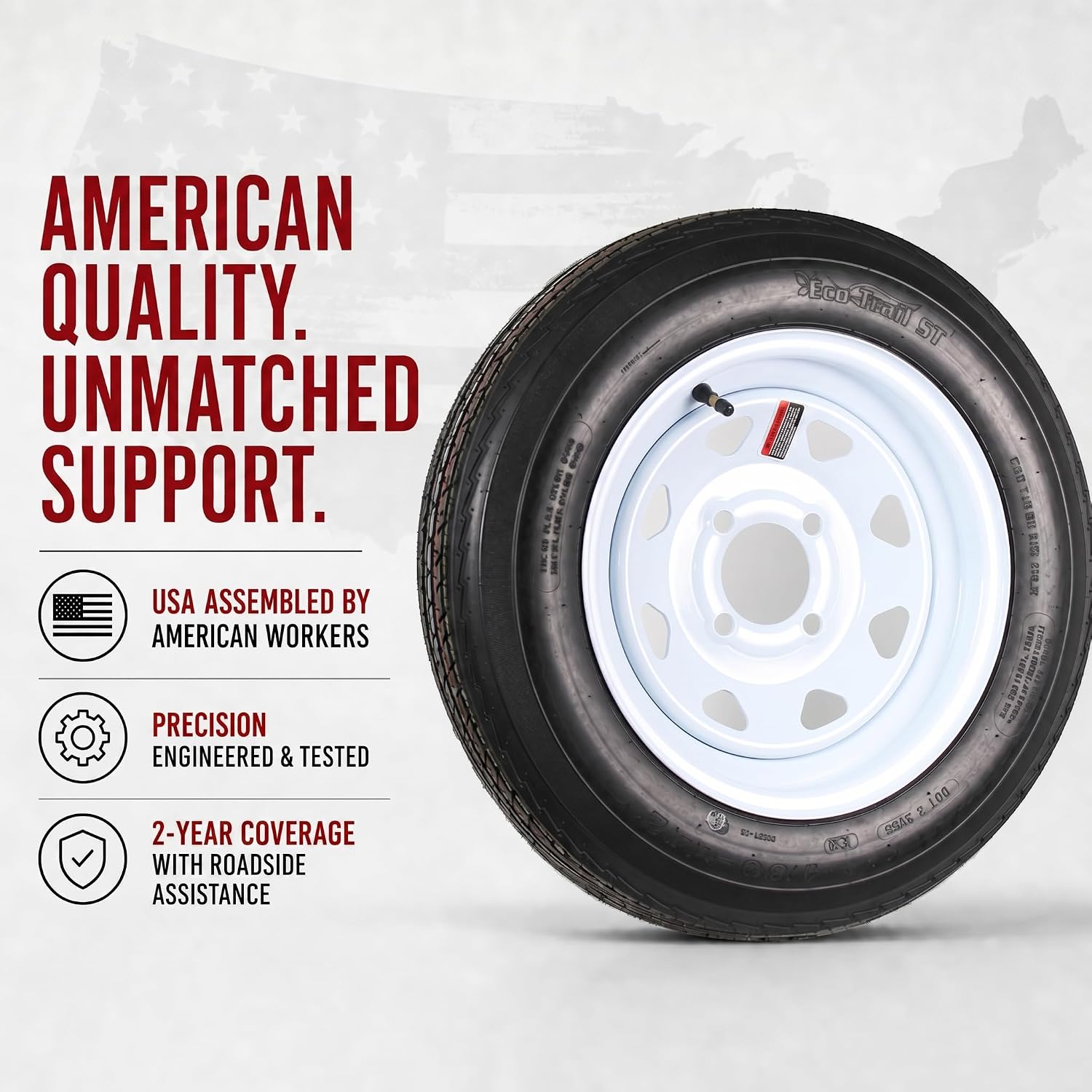 eCustomrim 2-Pack Trailer Tire Rim Assembly 4.80-12 480-12 4 Lug LRC White | 12 Inch Load Range C 6 Ply Tire, 4 Bolt On 4 Inch Center Steel Wheel