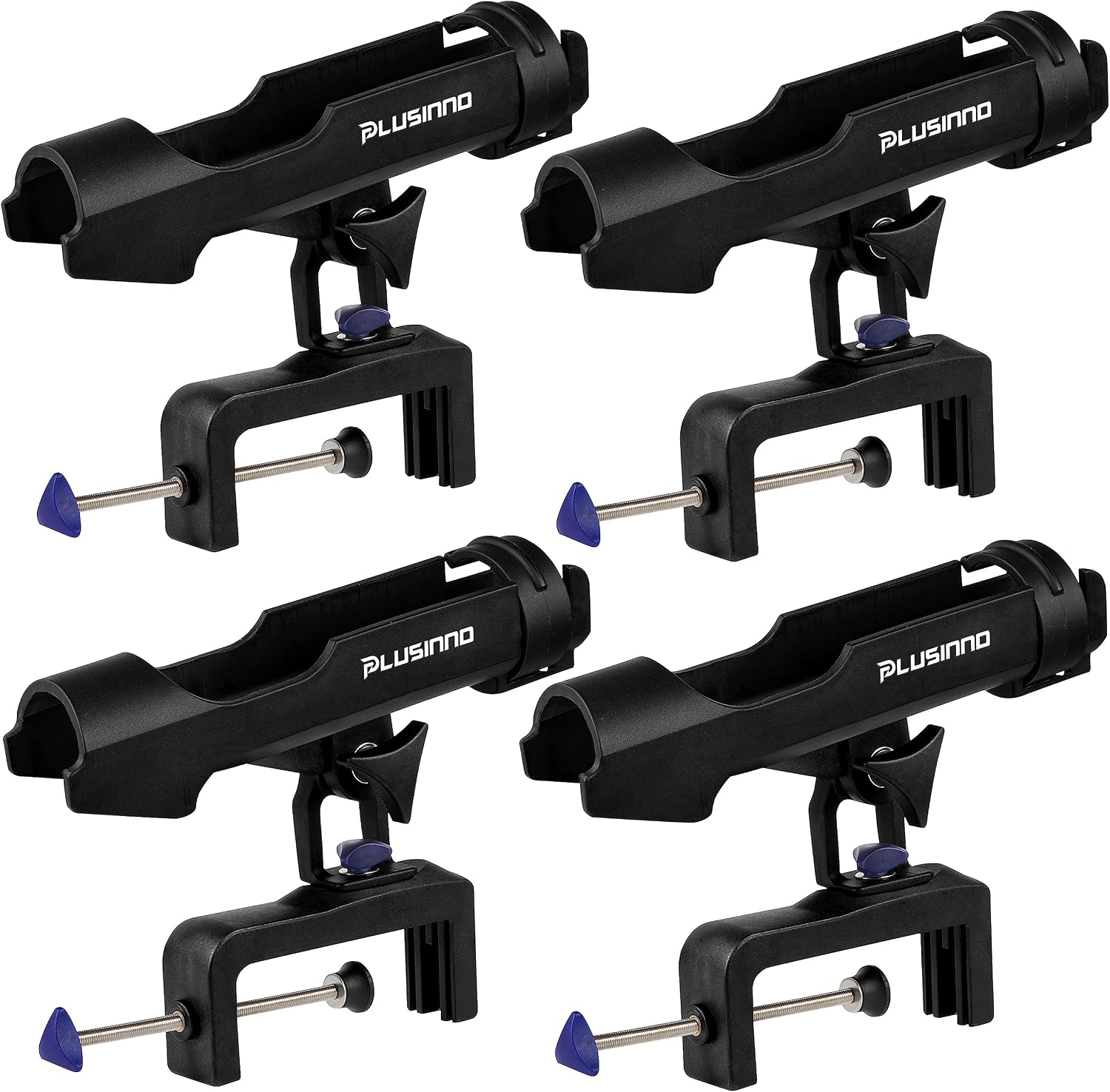 PLUSINNO Rod Holders for Fishing Boat Adjustable Pole Rod Holder | Universal Fit Most Fishing Rod, with Rod Protective Strap, Large Clamp Opening 360°, Horizontal Vertical Compatible