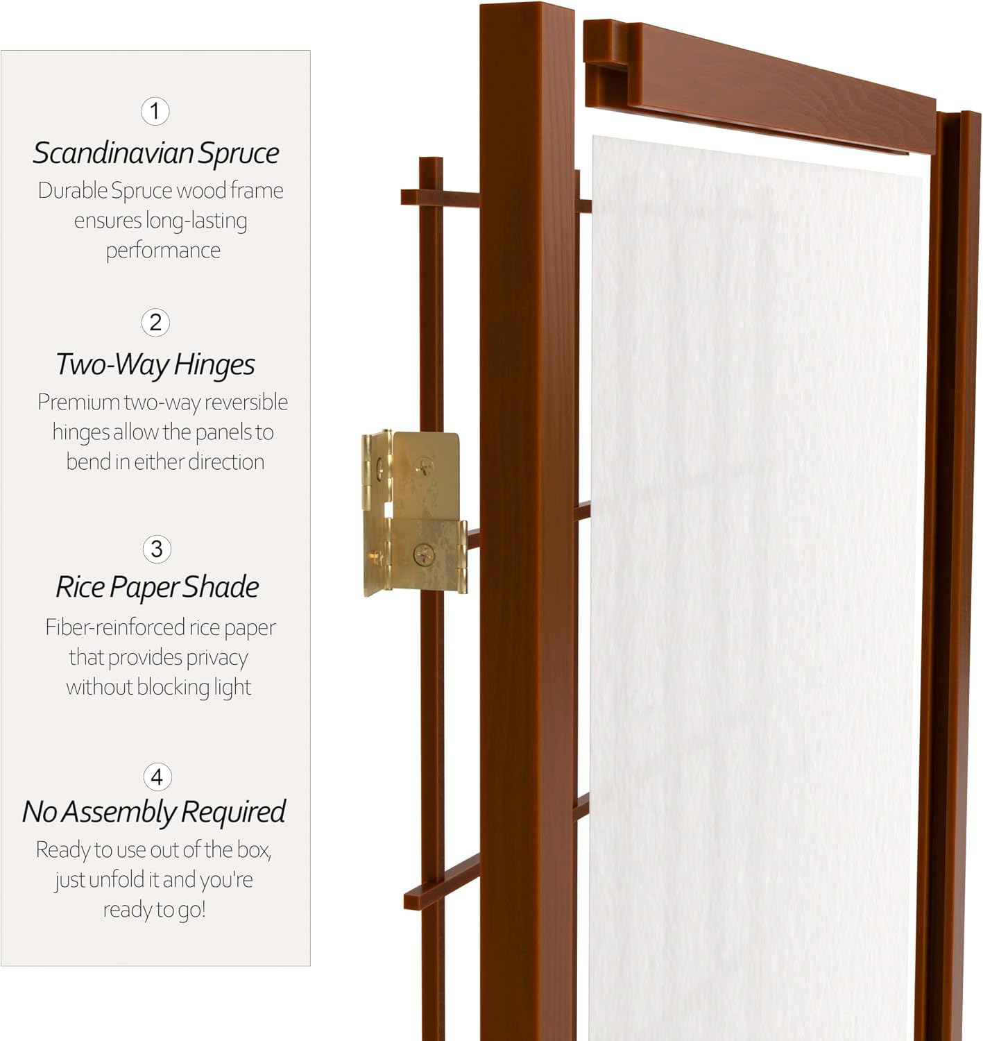 Red Lantern 6 ft. Tall Window Pane Shoji Screen - Walnut - 5 Panels