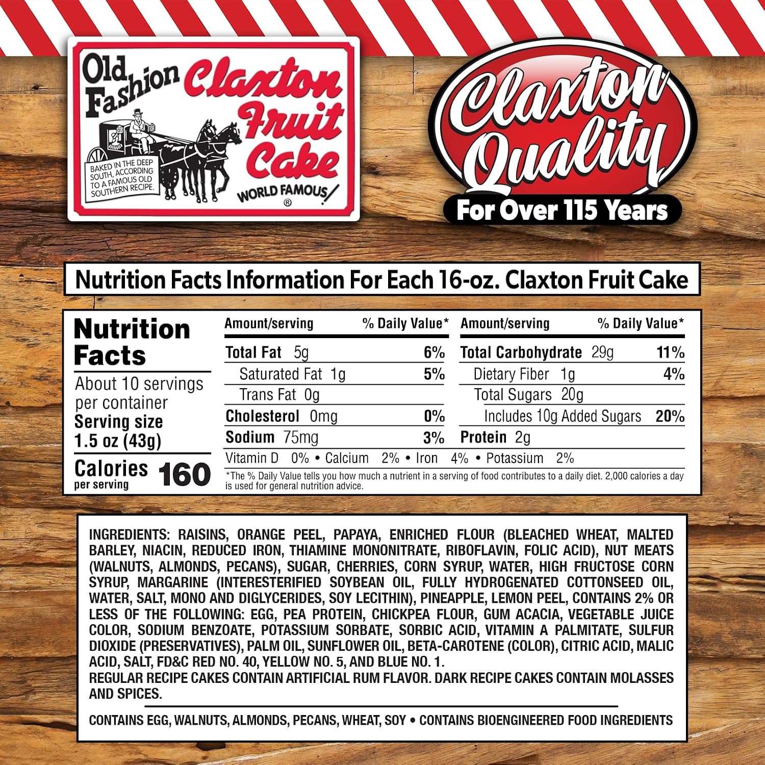 Claxton Fruit Cake – 5-1 lb Regular Recipe Loaves | Individually Wrapped | Packaged in Signature Red-and-White Gift Carton | Old-Fashioned Holiday Fruitcake Since 1910 | 5 Pack