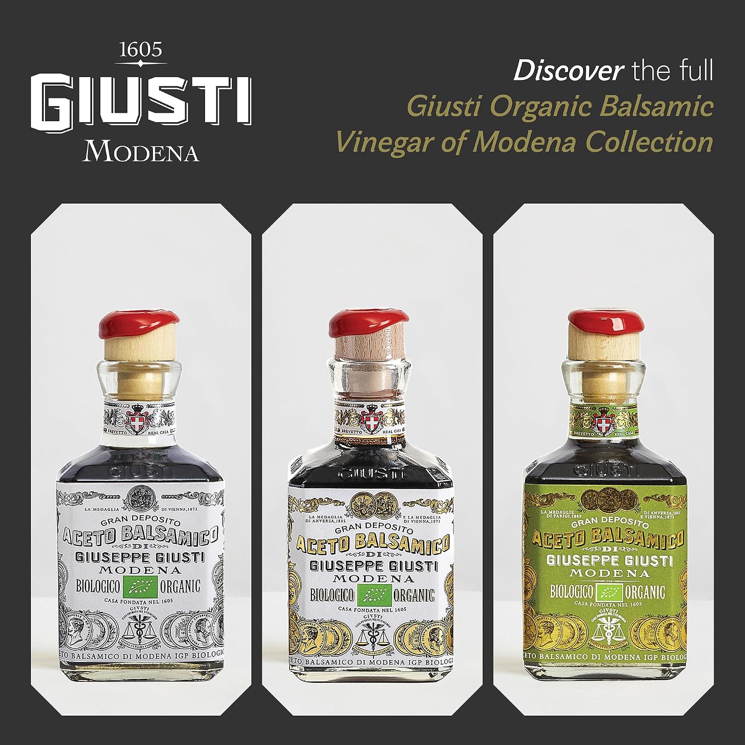 Giusti White Vinegar Dressing – White Condiment for Cooking and Finishing Dishes such as Salads, Vegetables, or Fish, Made in Italy with Balsamic Vinegar of Modena – 8.45 fl oz (250 ml) - Pack of 1