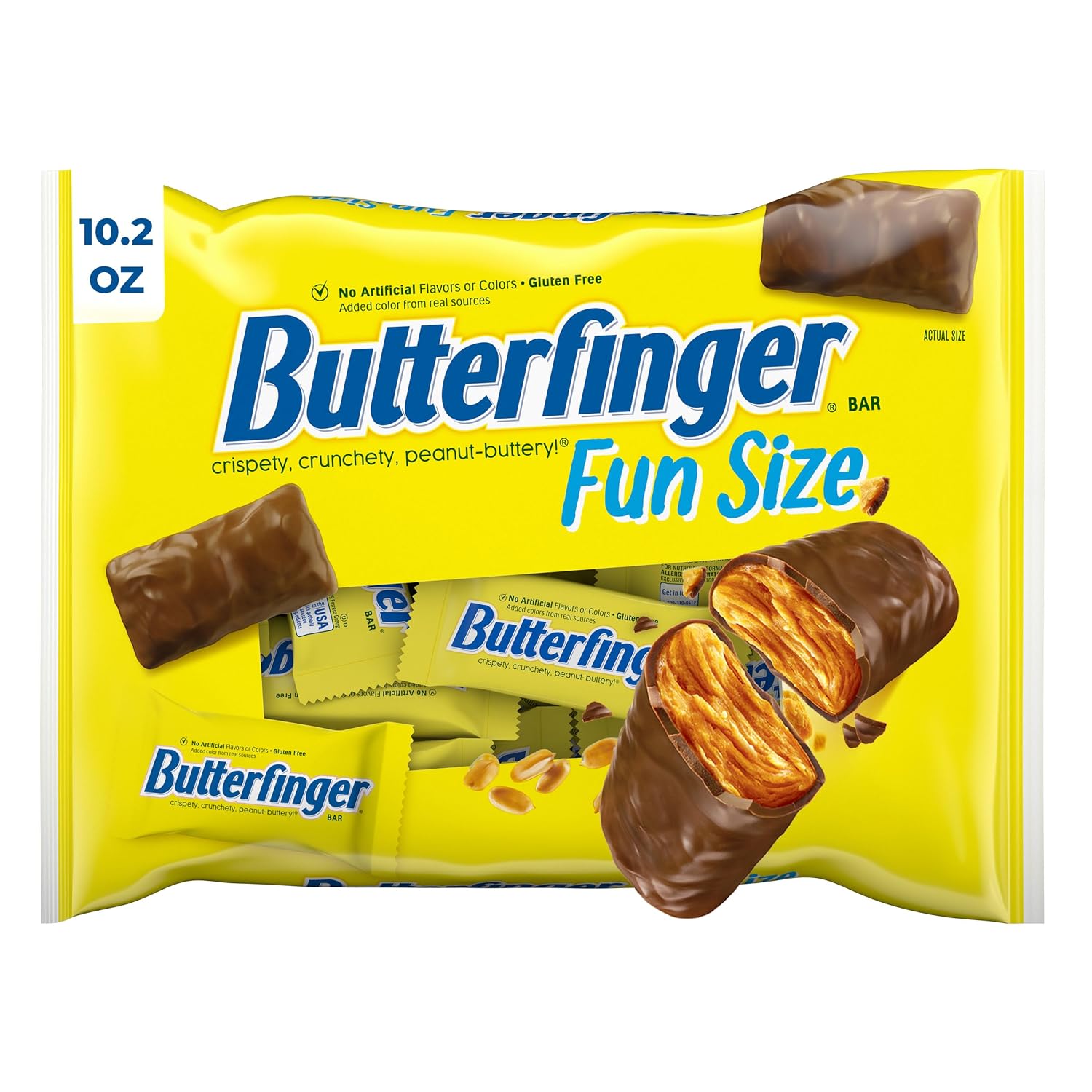 Butterfinger Fun Size Candy Bars, Crispety Crunchety Peanut-Buttery, Individually Wrapped, 6 bags, 10.2 oz each | 6 Pack