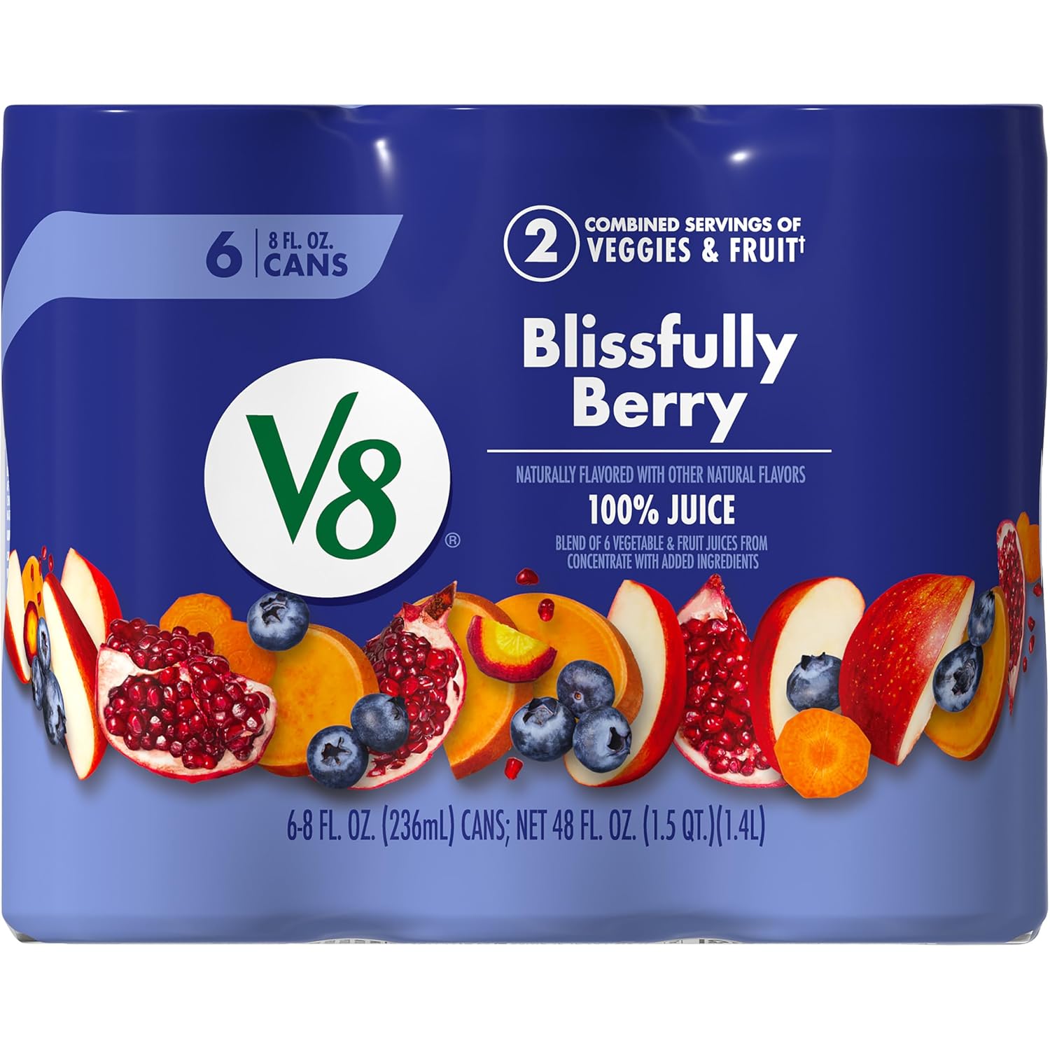 V8 Blends 100% Juice Pomegranate Blueberry Juice, Fruit and Vegetable Juice Blend, 46 Fl Oz Bottle