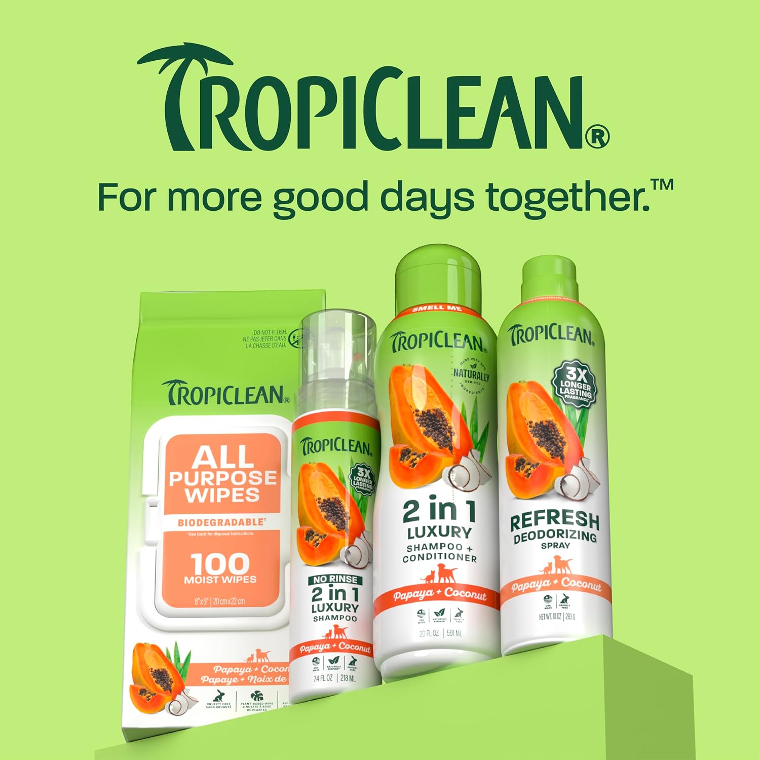 TropiClean Deodorizing Dog Shampoo for Smelly Pets, Long Lasting Odor Control, Puppy Safe, Made in the USA, Berry Scent, Cat Friendly, 20oz.