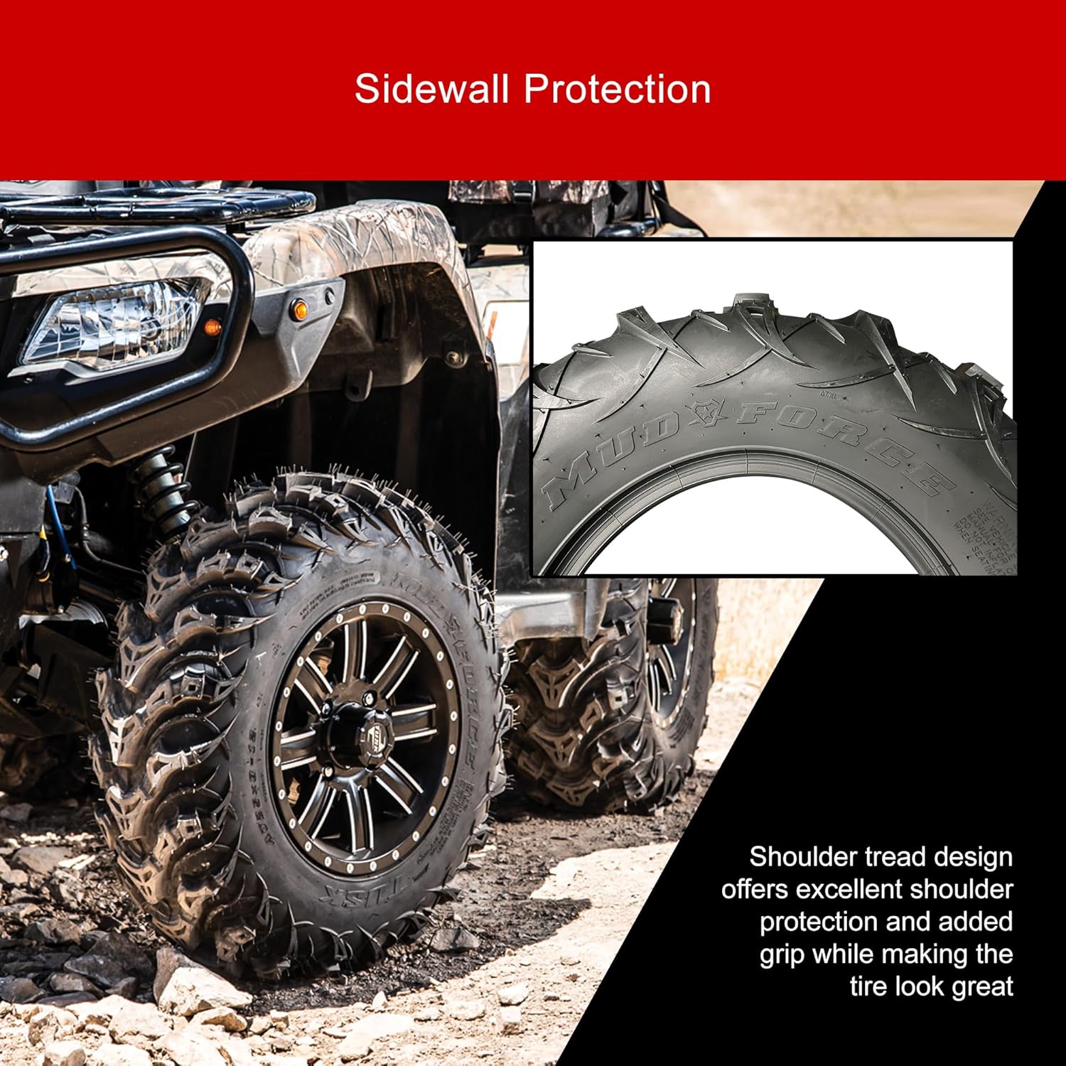 Tusk Mud Force® Tire 25x10-12 – Off-Road ATV/UTV Tire All-Terrain Mud Traction