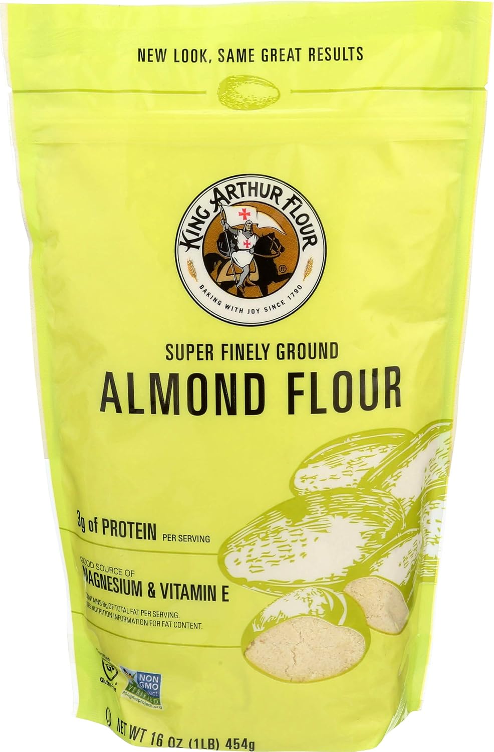 King Arthur, Almond Flour, Certified Gluten-Free, Non-GMO Project Verified, Certified Kosher, Finely Ground, 16 Ounces, 4 Count
