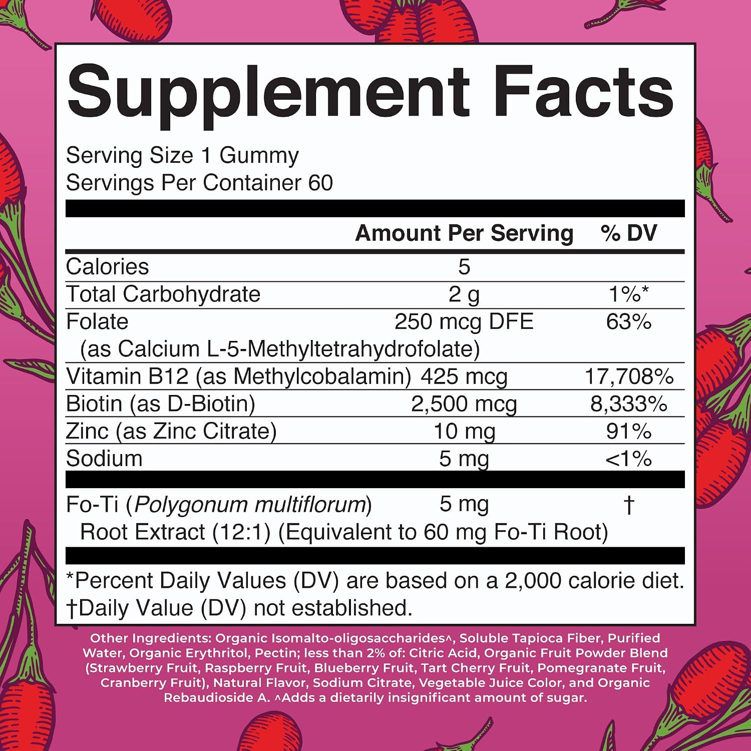 MARYRUTH'S Biotin Gummies, Hair Growth, Vegan, Sugar Free, Non-GMO, 60 Ct | Sugar Free, Vegan, Non-GMO, 2,500 mcg Biotin, Hair Skin and Nails