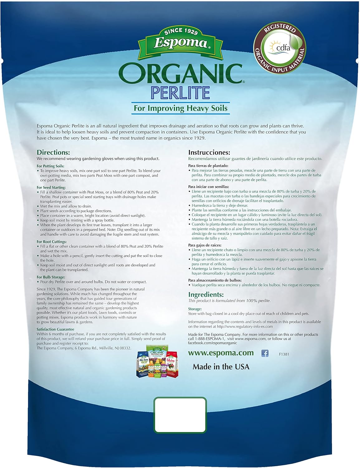 Espoma Organic Perlite, All Natural and Approved for Organic Gardening. Helps Loosen and Aerate Heavy Soils